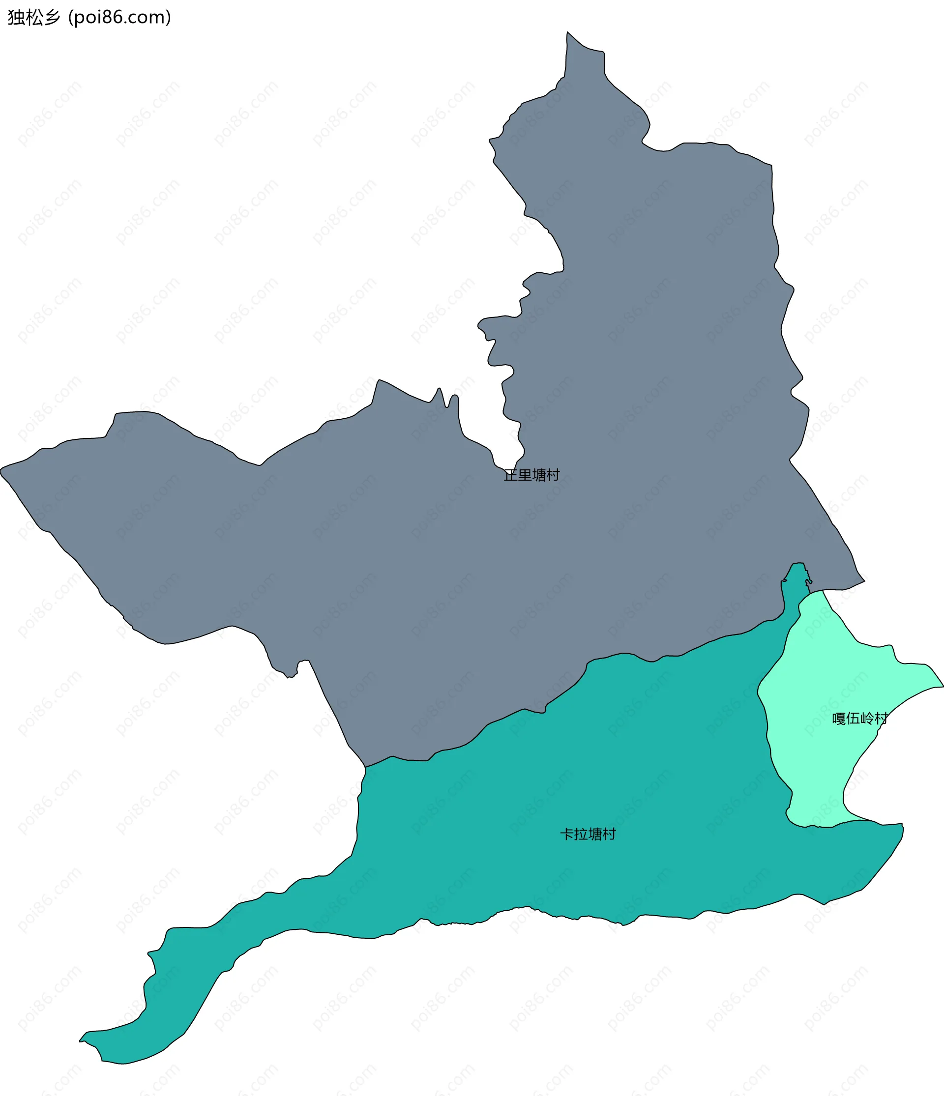 独松乡边界地图(五级行政区划)