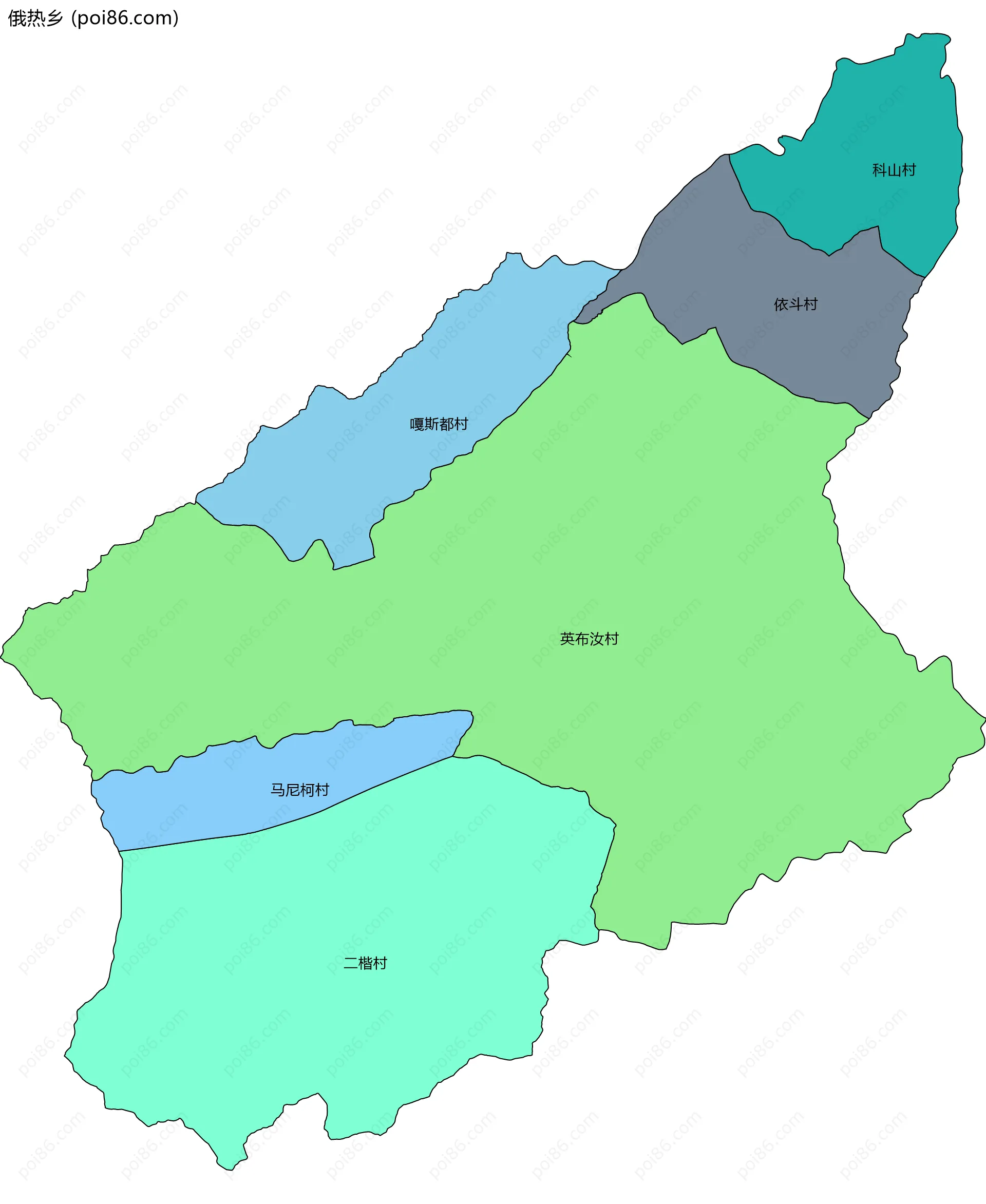 俄热乡边界地图(五级行政区划)