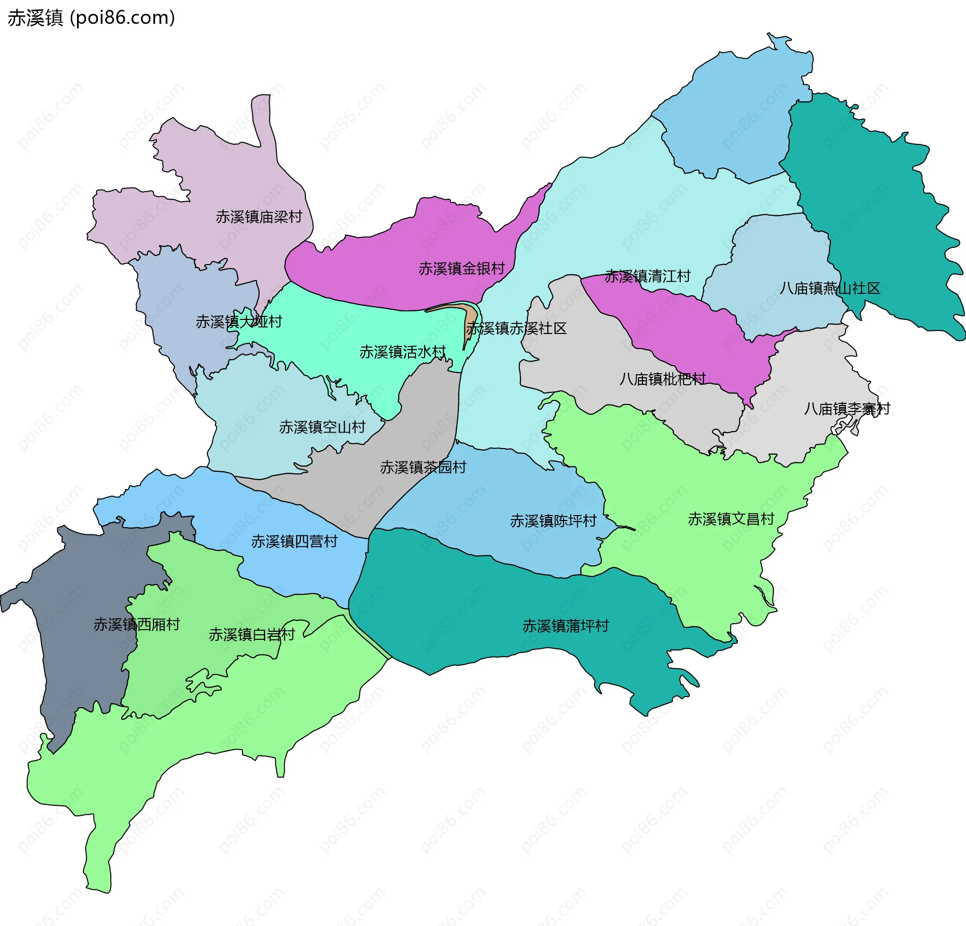 赤溪镇边界地图(五级行政区划)