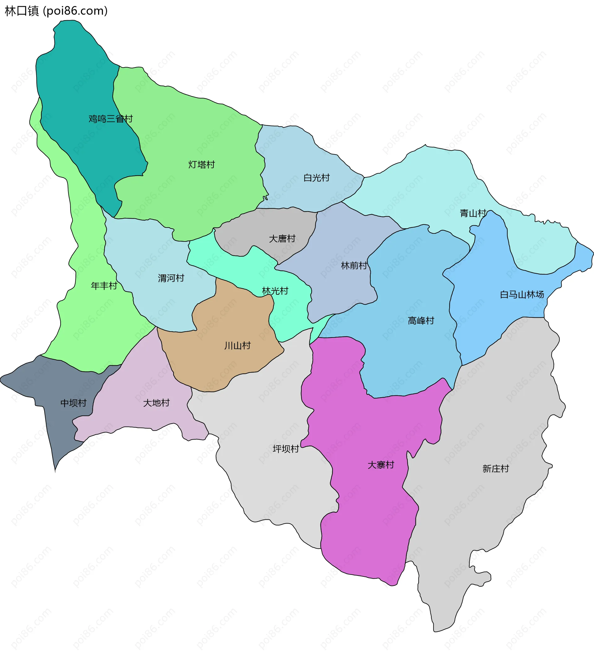 林口镇边界地图(五级行政区划)