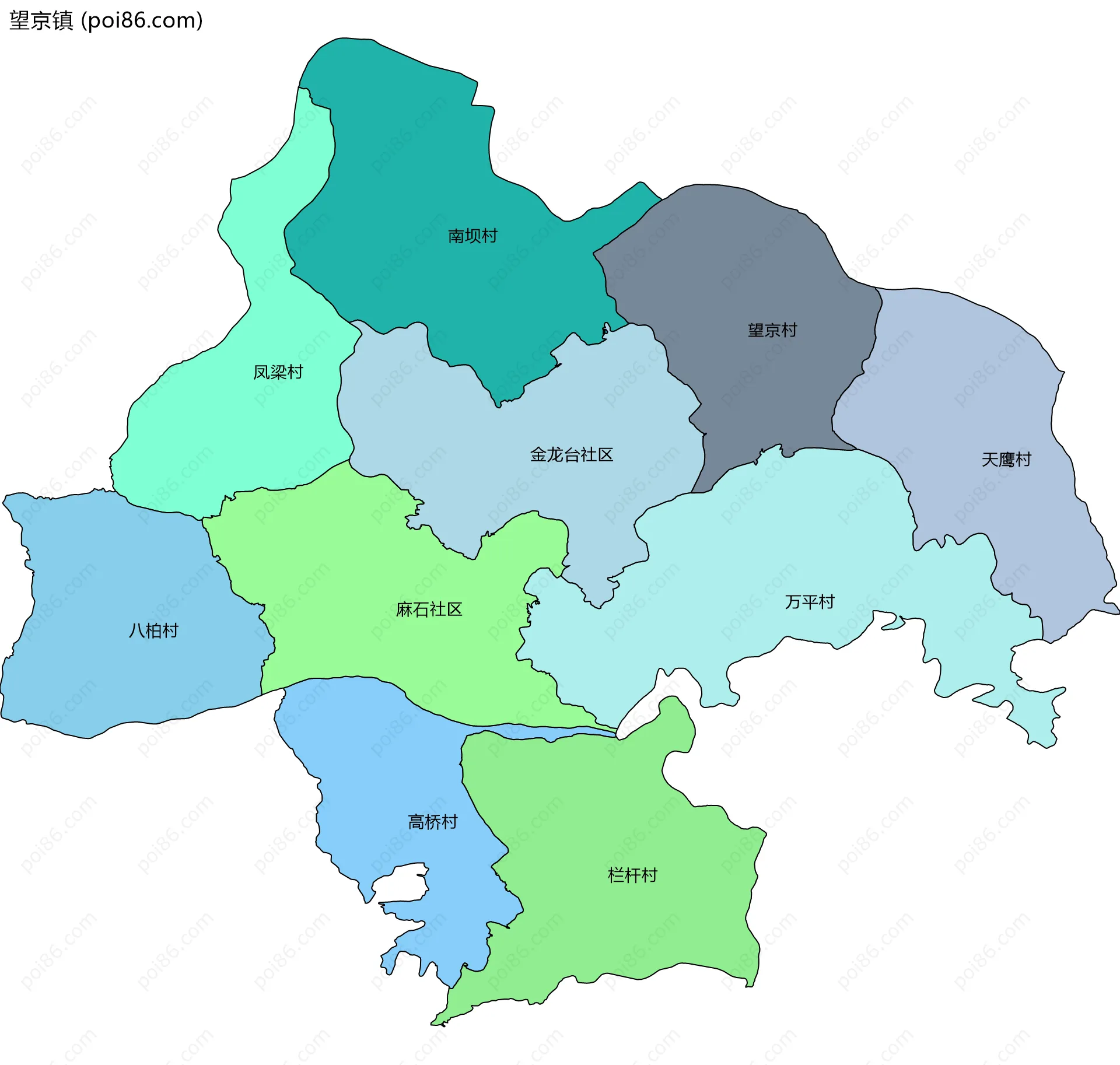 望京镇边界地图(五级行政区划)