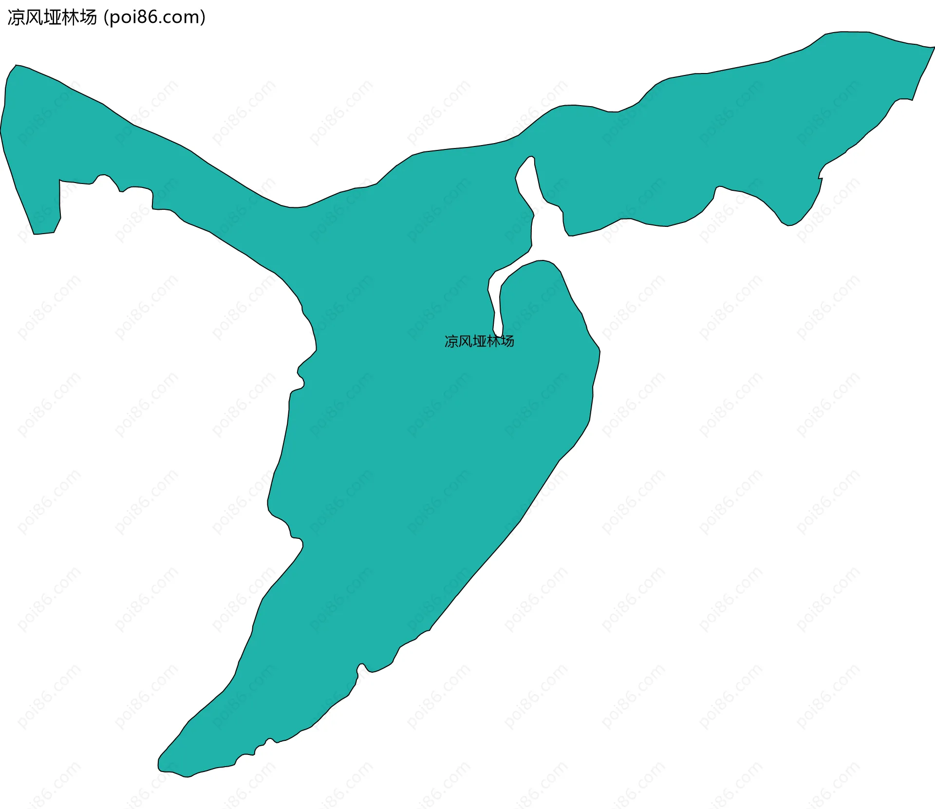 凉风垭林场边界地图(五级行政区划)