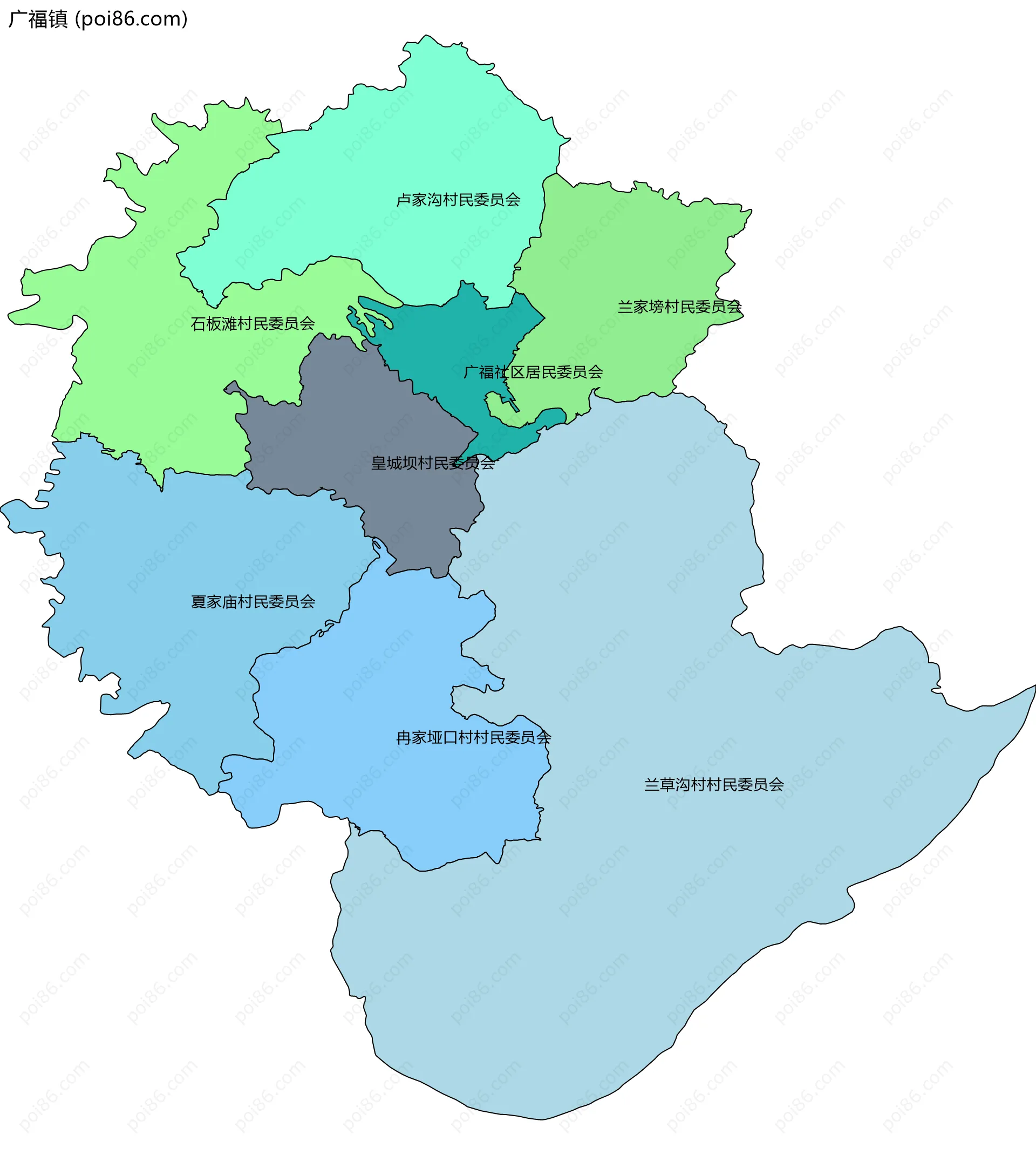 广福镇边界地图(五级行政区划)