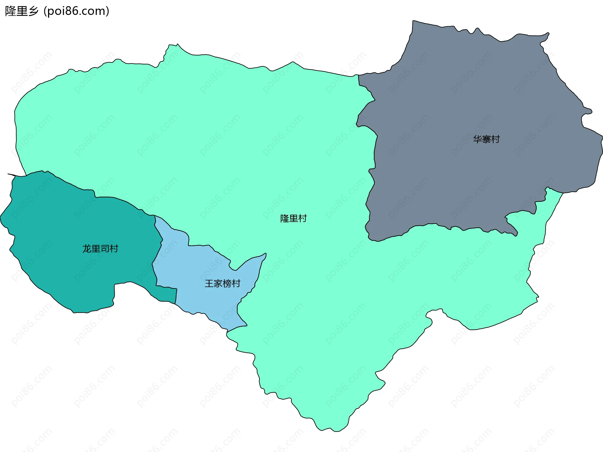 隆里乡边界地图(五级行政区划)