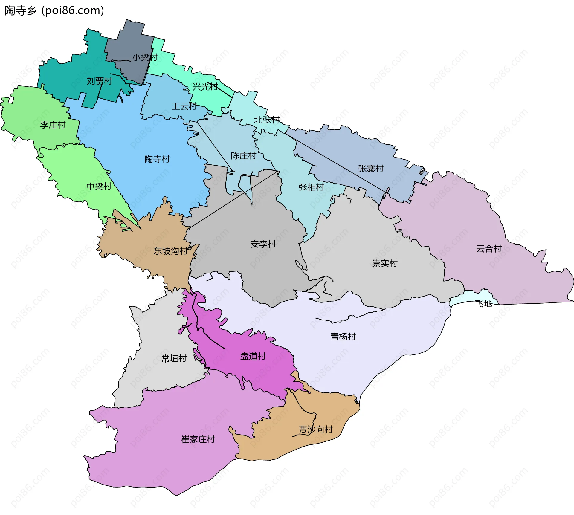 陶寺乡边界地图(五级行政区划)