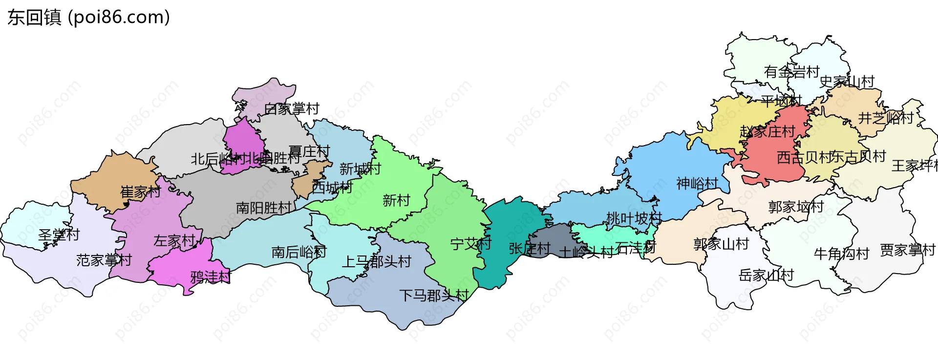 东回镇边界地图(五级行政区划)