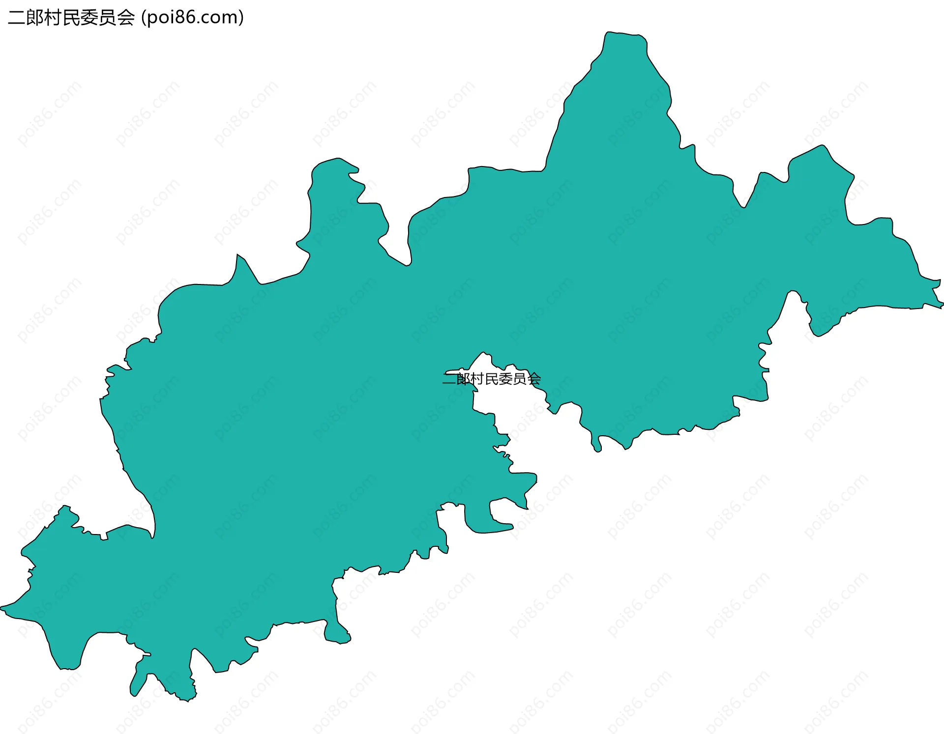 二郎村民委员会边界地图