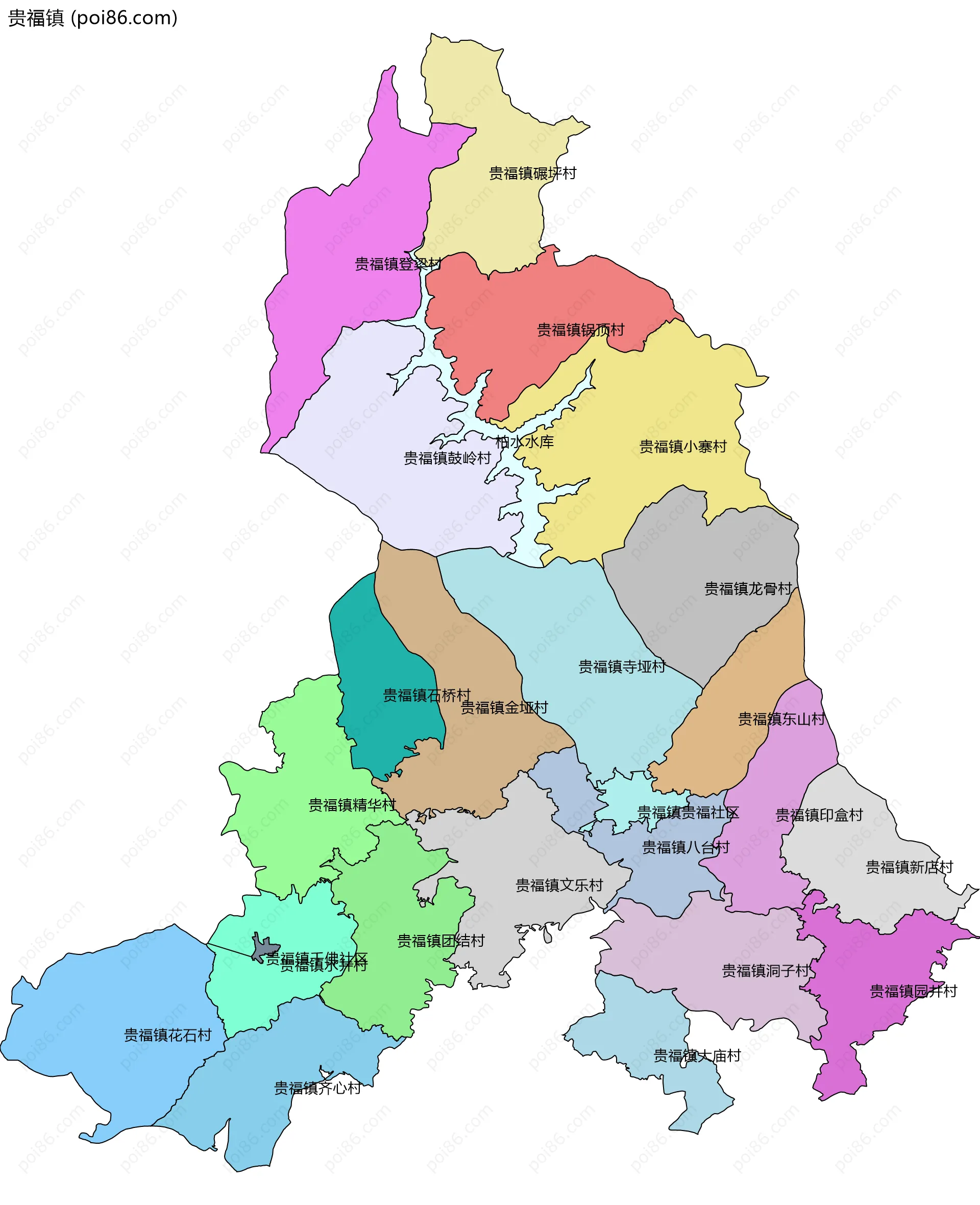 贵福镇边界地图(五级行政区划)