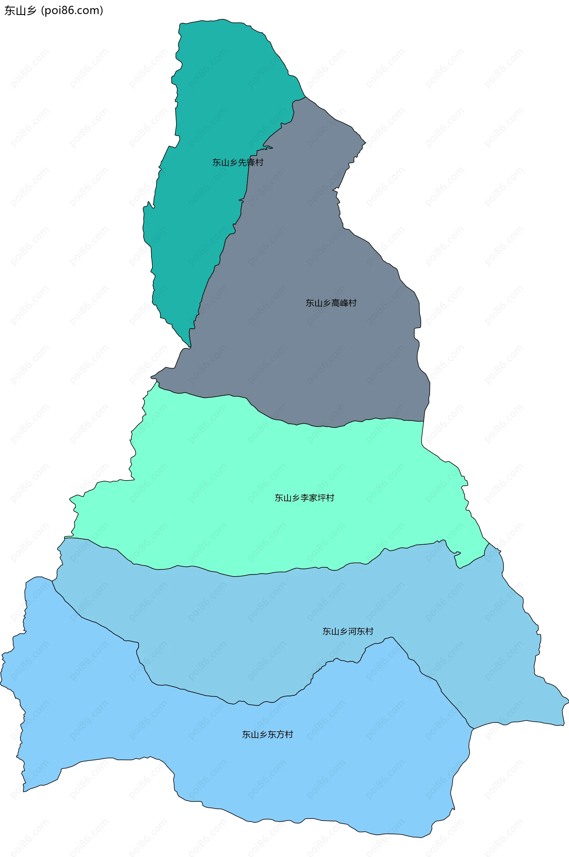 东山乡边界地图(五级行政区划)