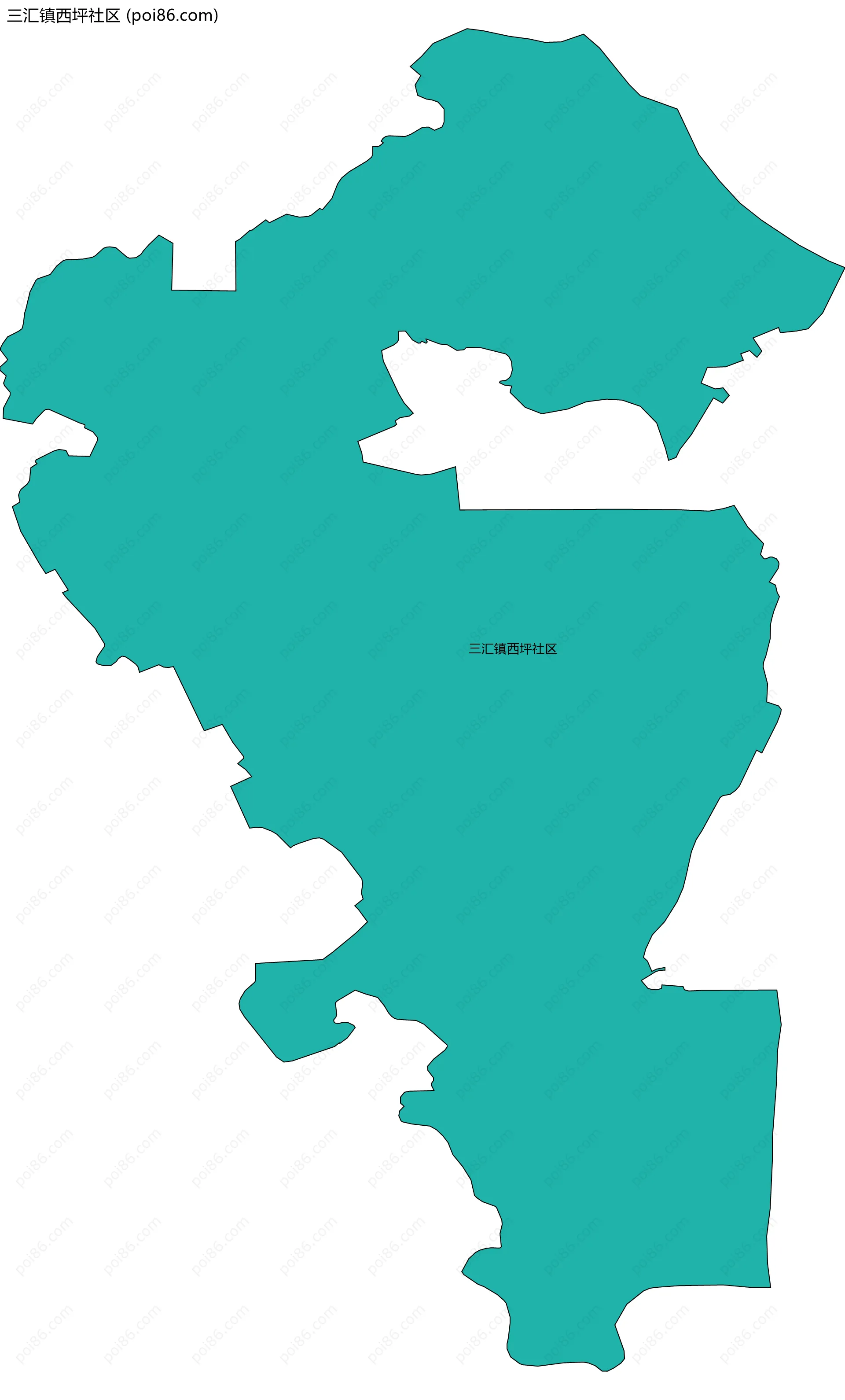 三汇镇西坪社区边界地图