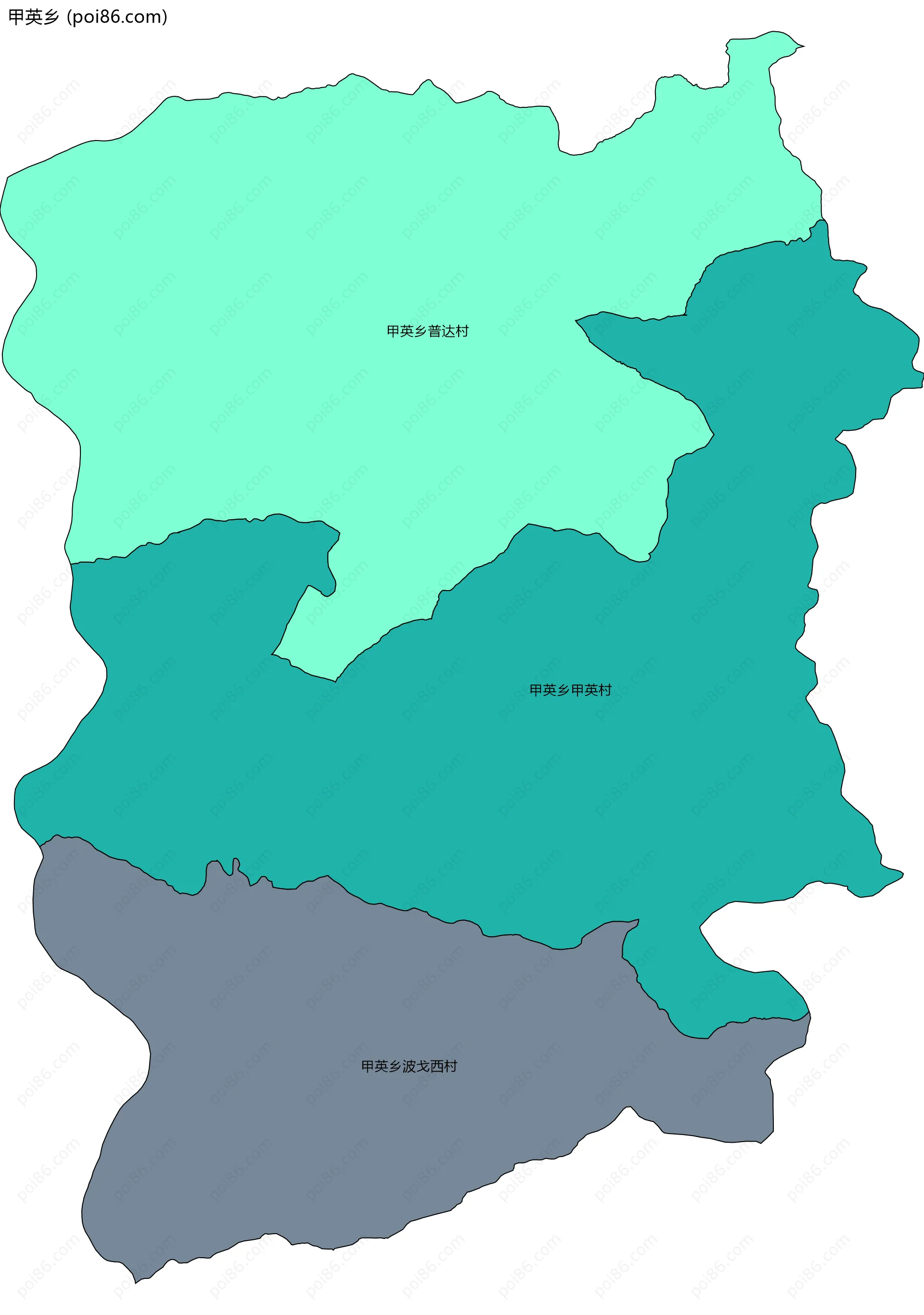 甲英乡边界地图(五级行政区划)