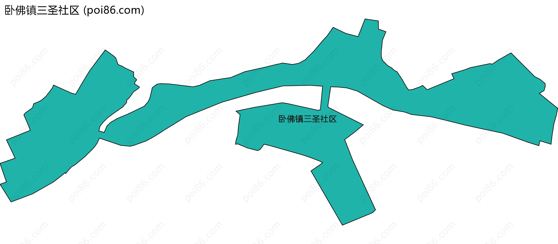 卧佛镇三圣社区边界地图