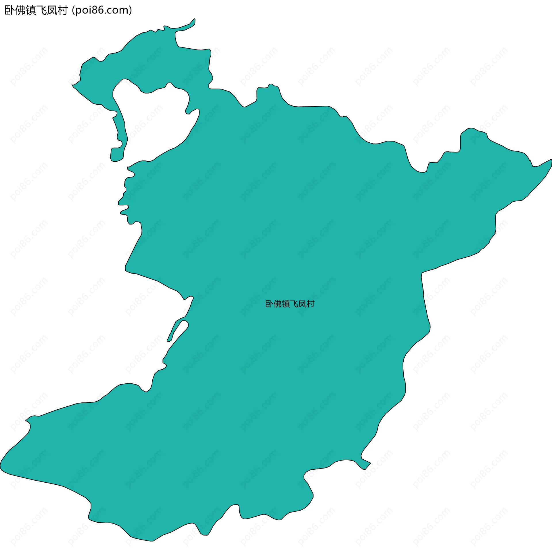 卧佛镇飞凤村边界地图