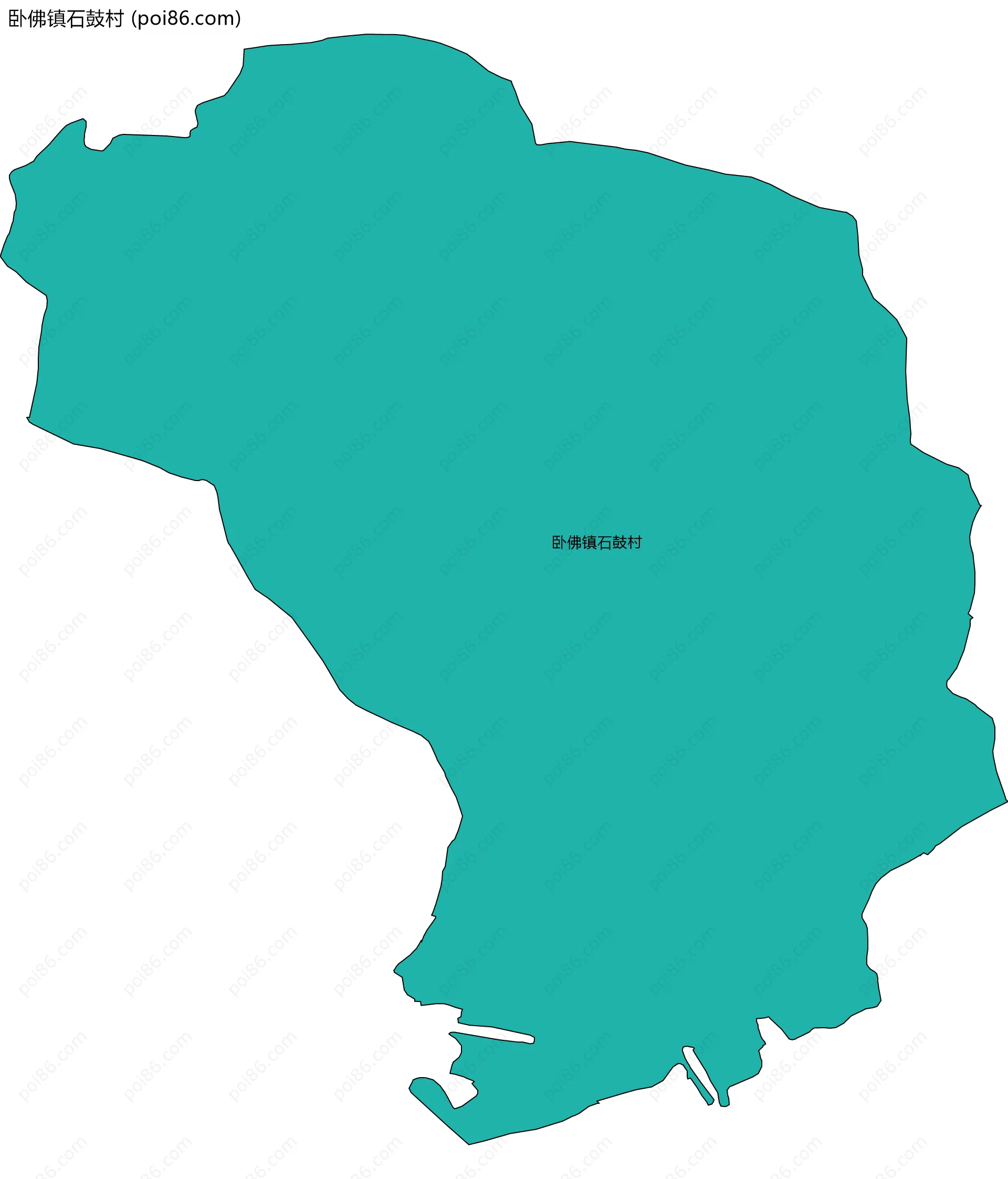 卧佛镇石鼓村边界地图