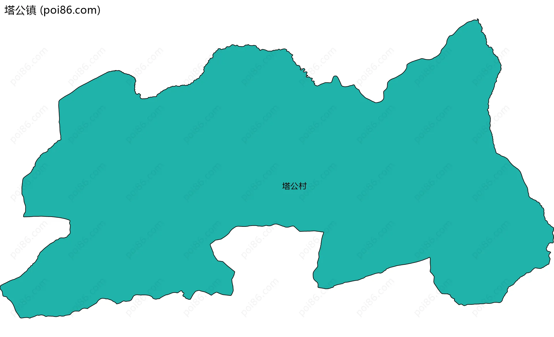 塔公镇边界地图(五级行政区划)