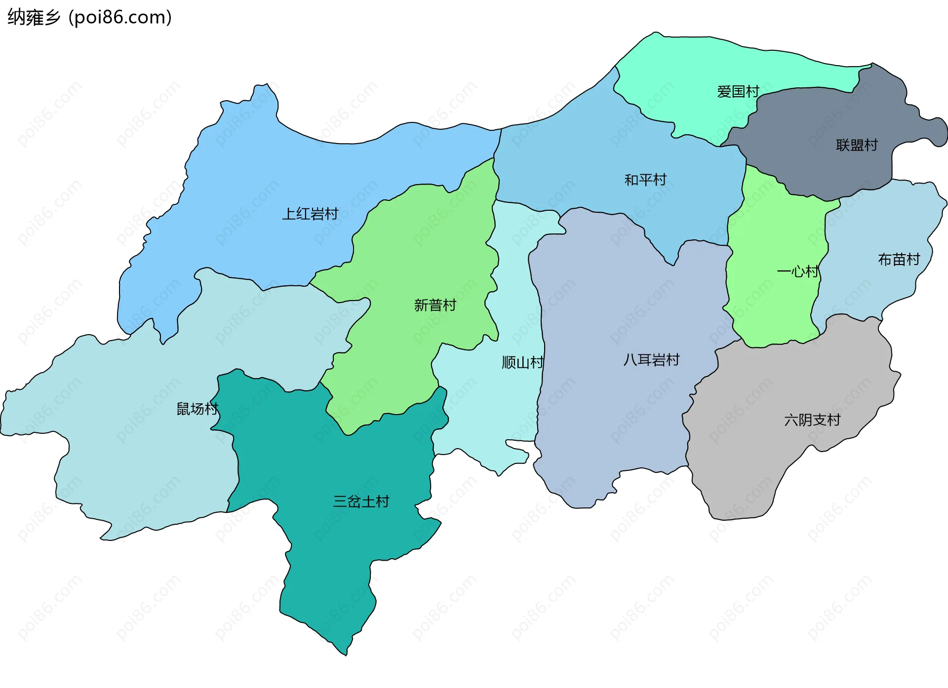 纳雍乡边界地图(五级行政区划)