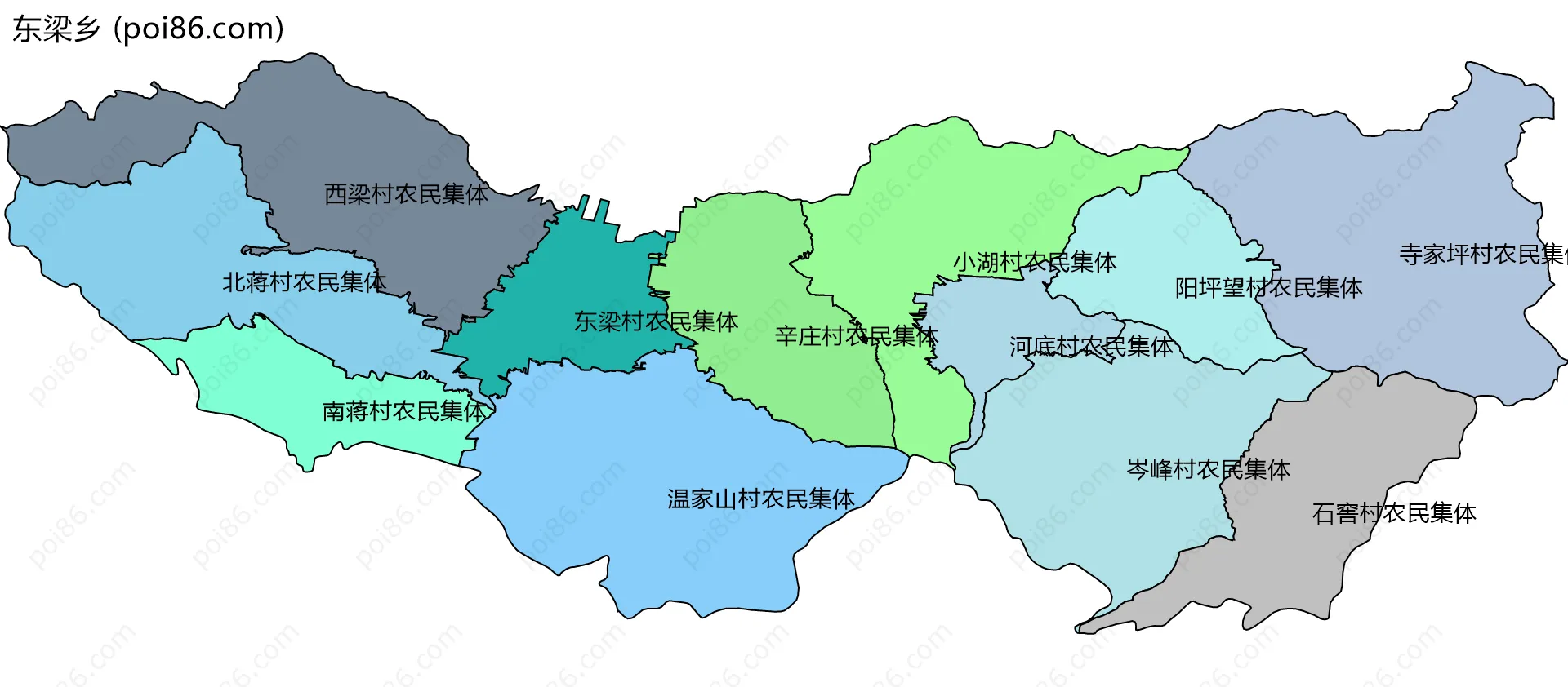 东梁乡边界地图(五级行政区划)