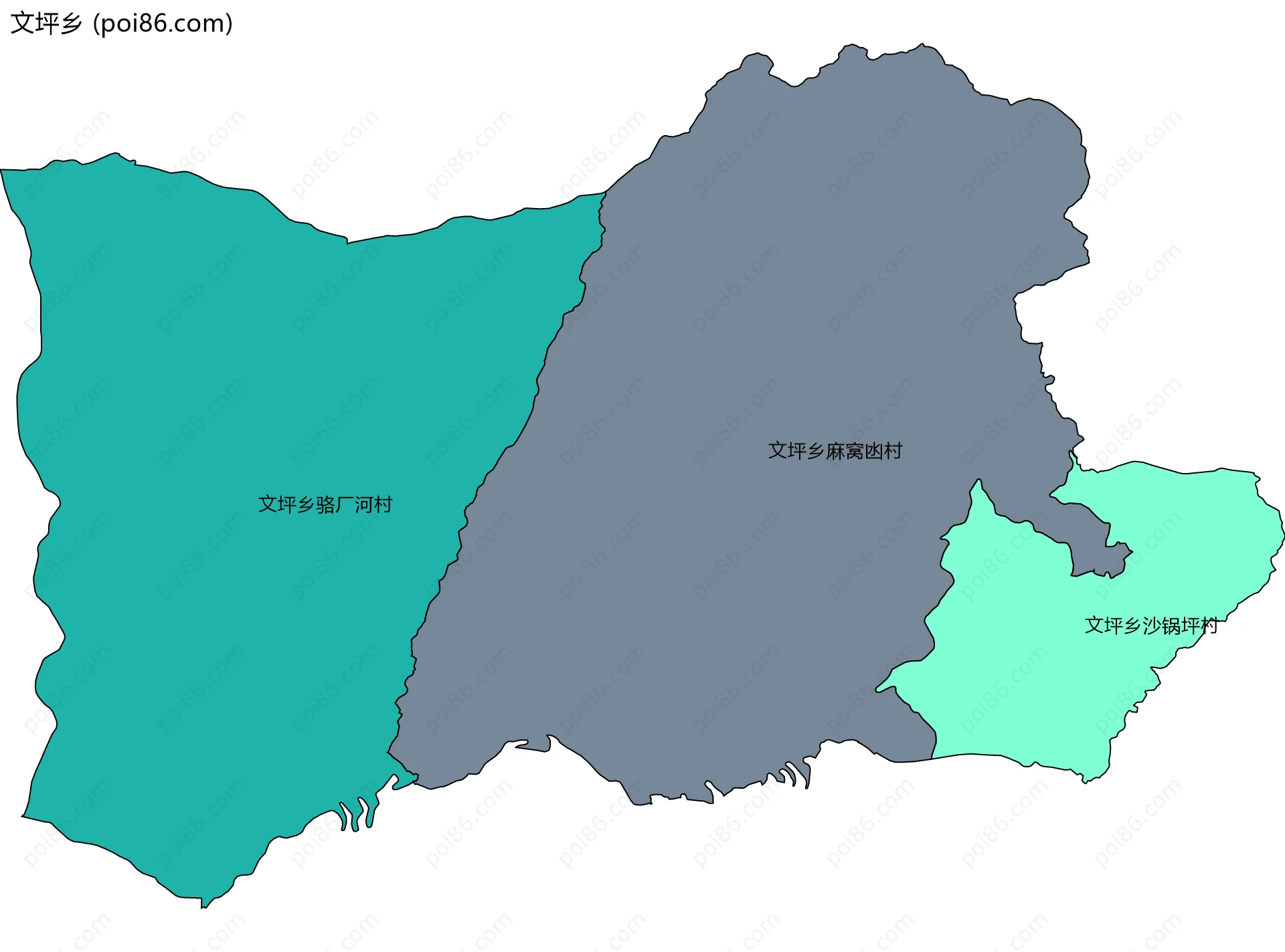 文坪乡边界地图(五级行政区划)