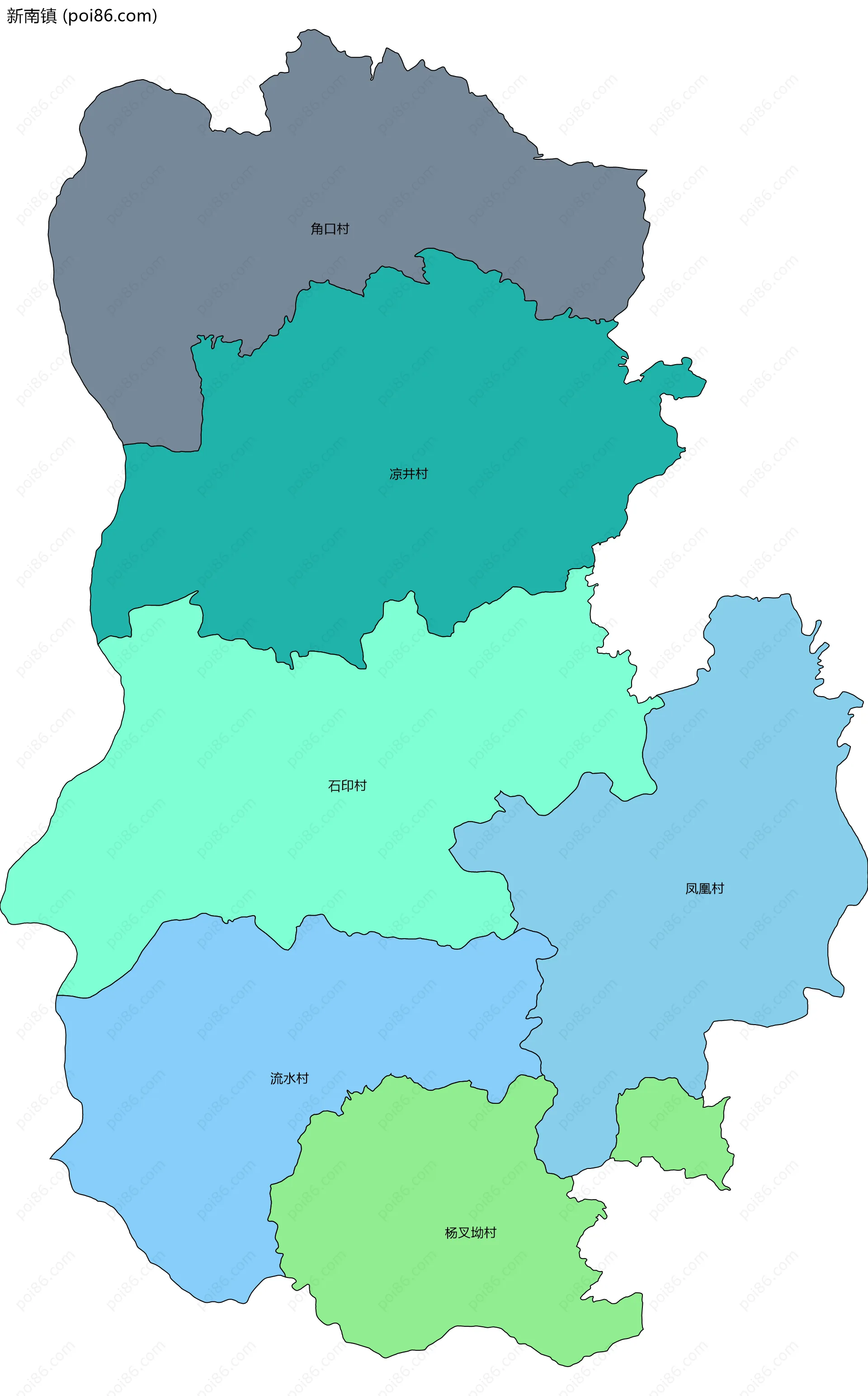 新南镇边界地图(五级行政区划)