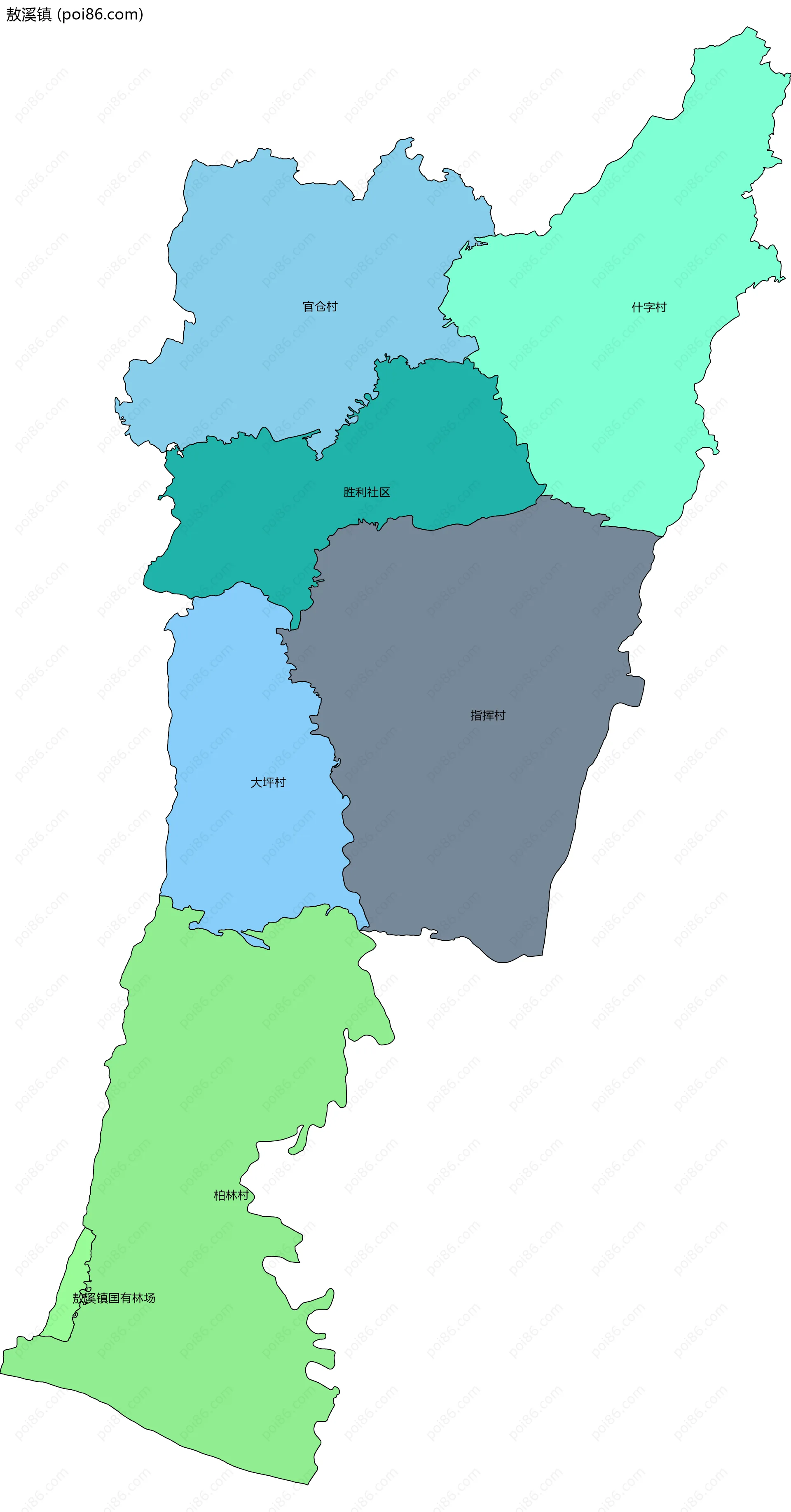 敖溪镇边界地图(五级行政区划)