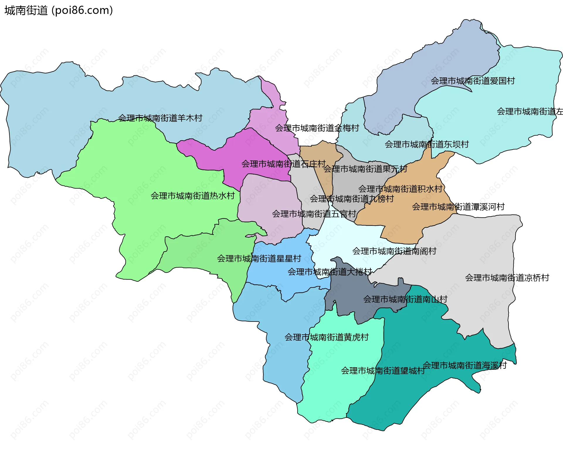 城南街道边界地图(五级行政区划)