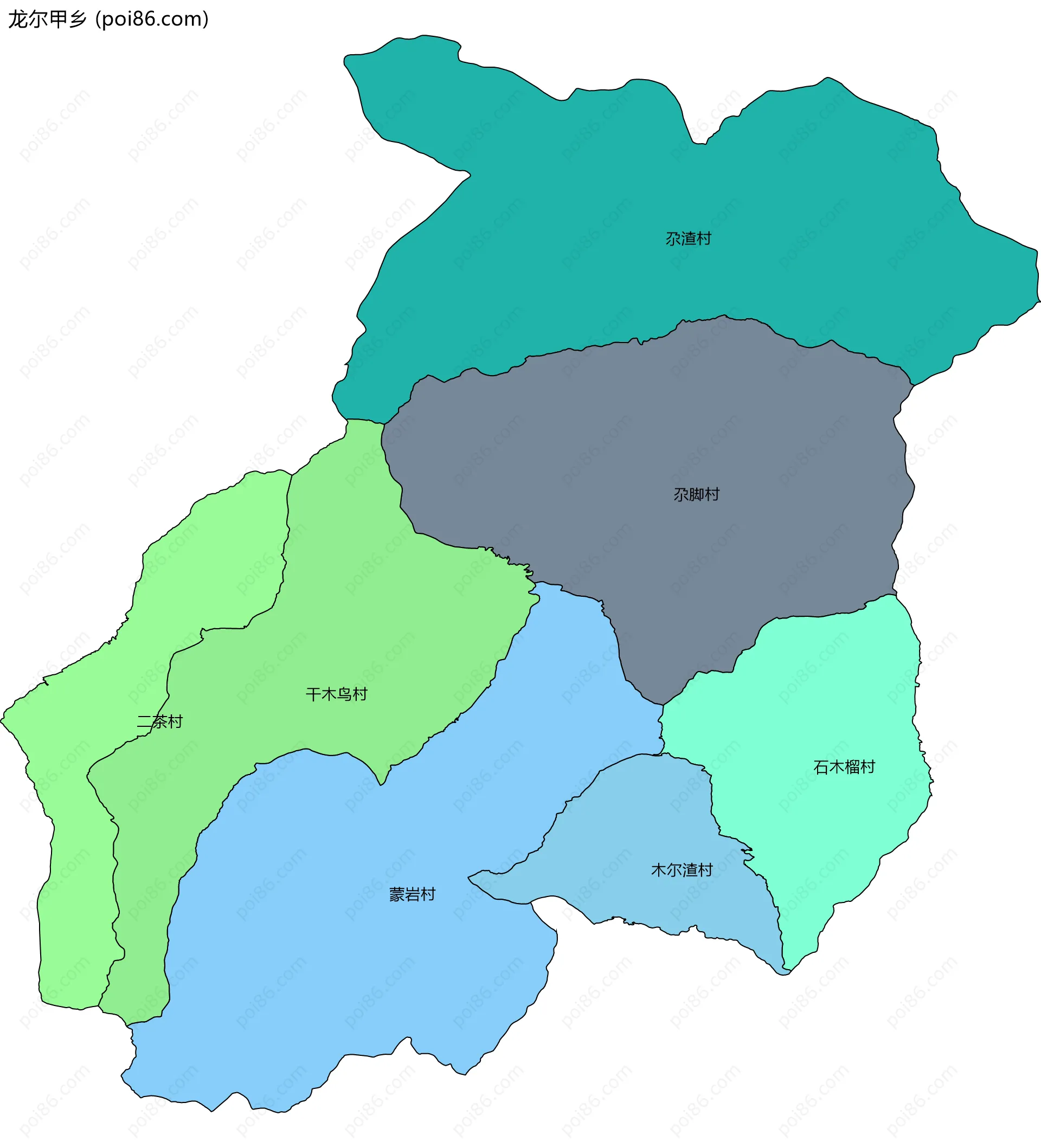 龙尔甲乡边界地图(五级行政区划)
