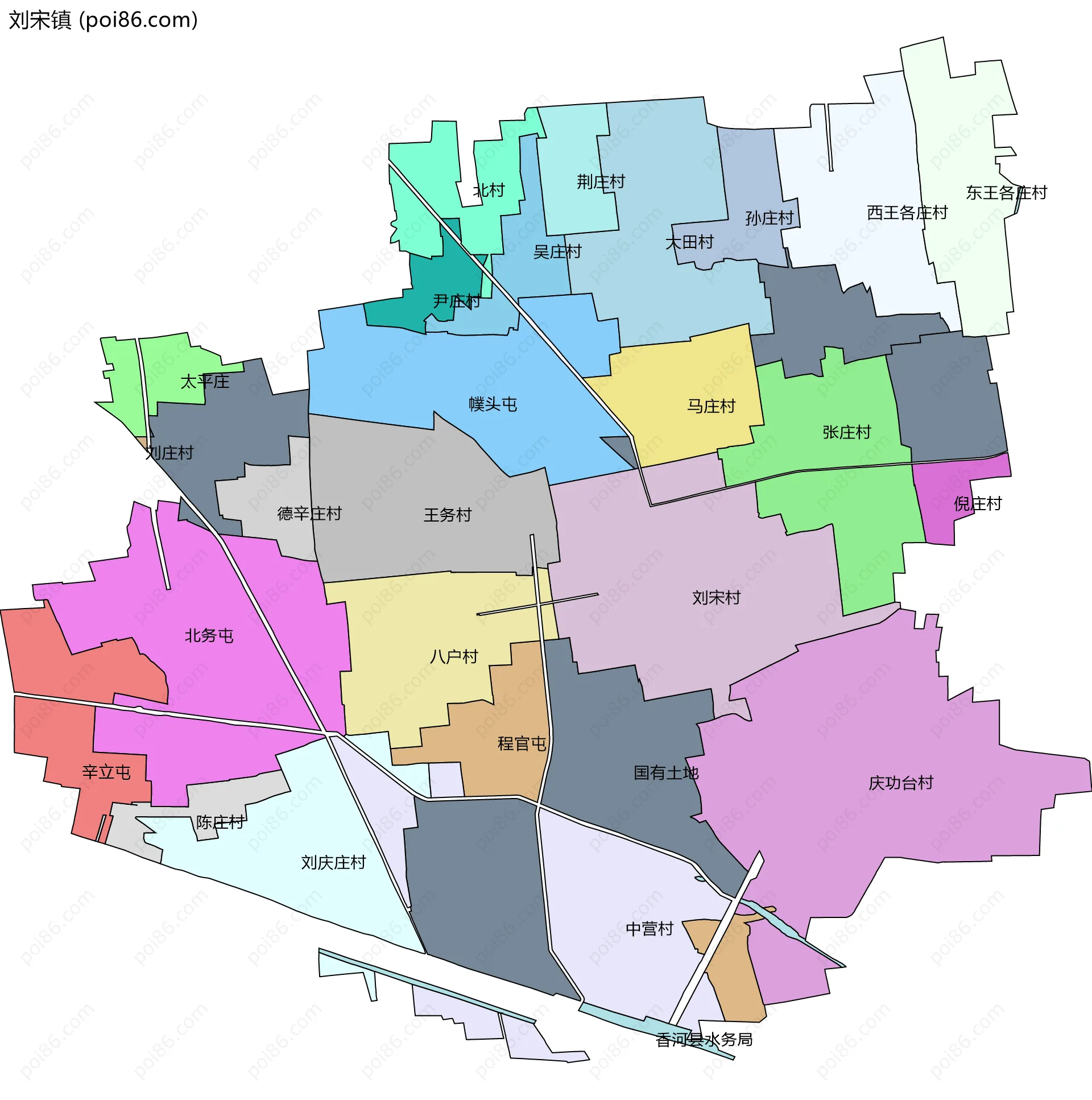 刘宋镇边界地图(五级行政区划)
