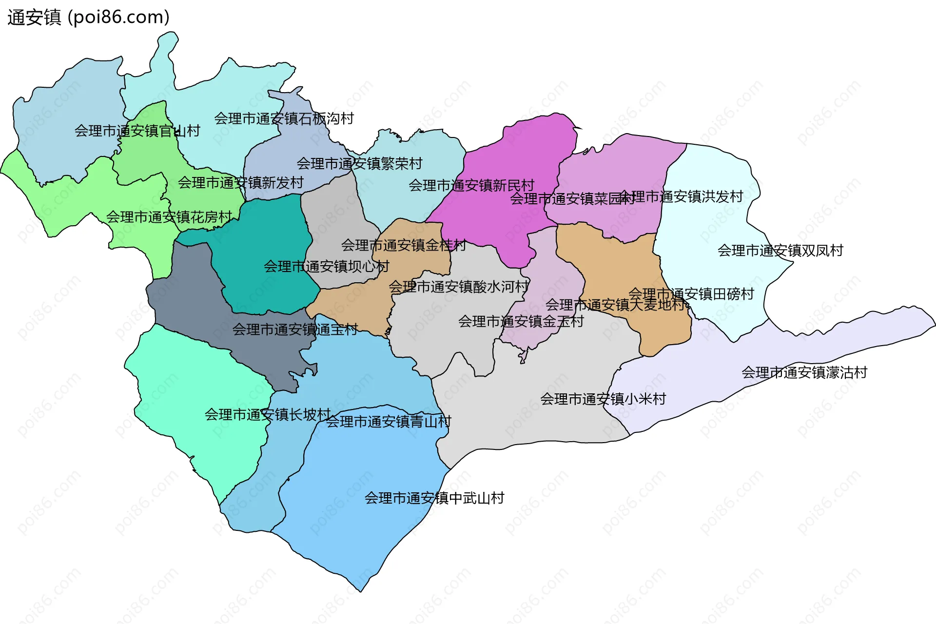 通安镇边界地图(五级行政区划)
