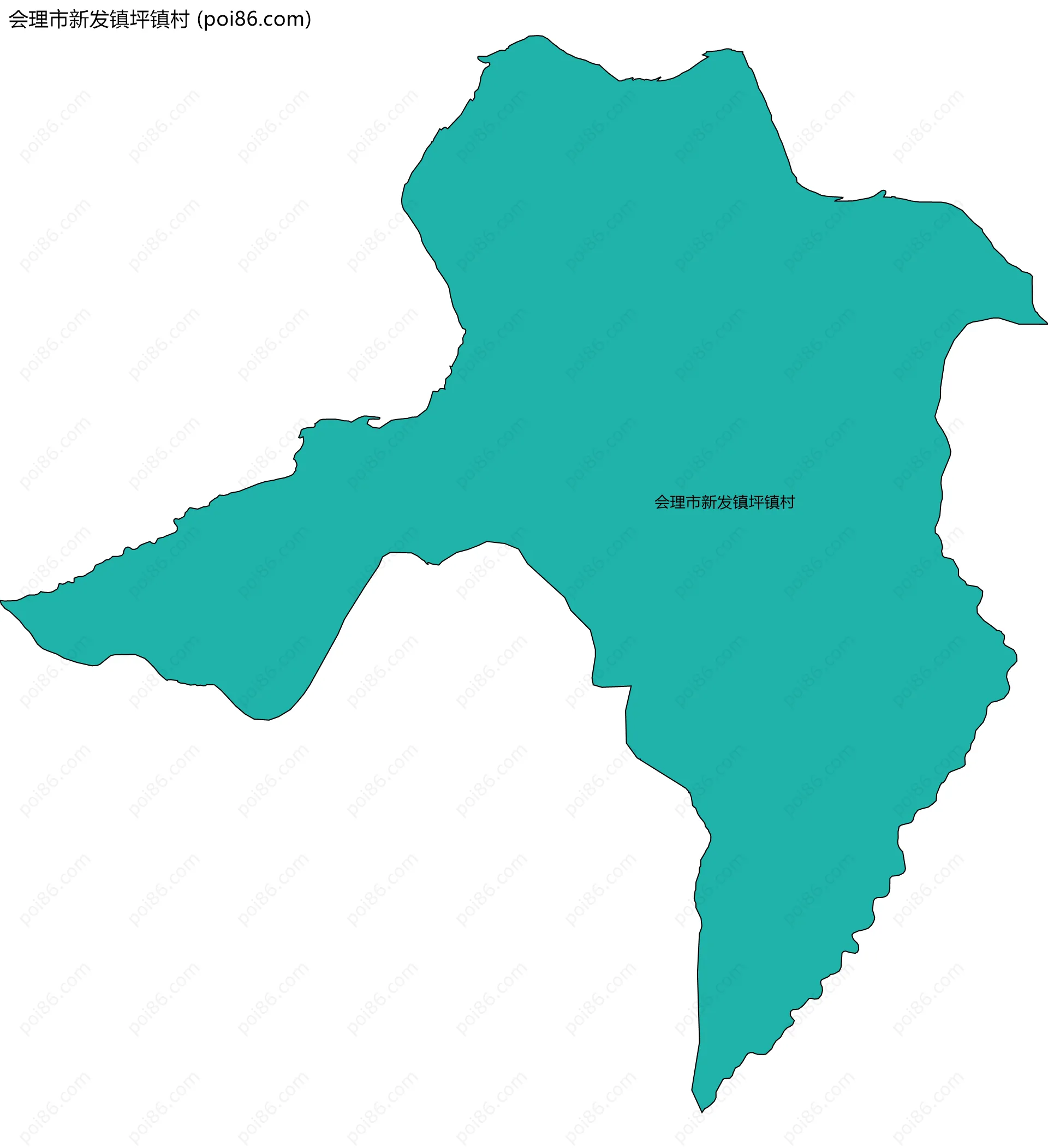 会理市新发镇坪镇村边界地图