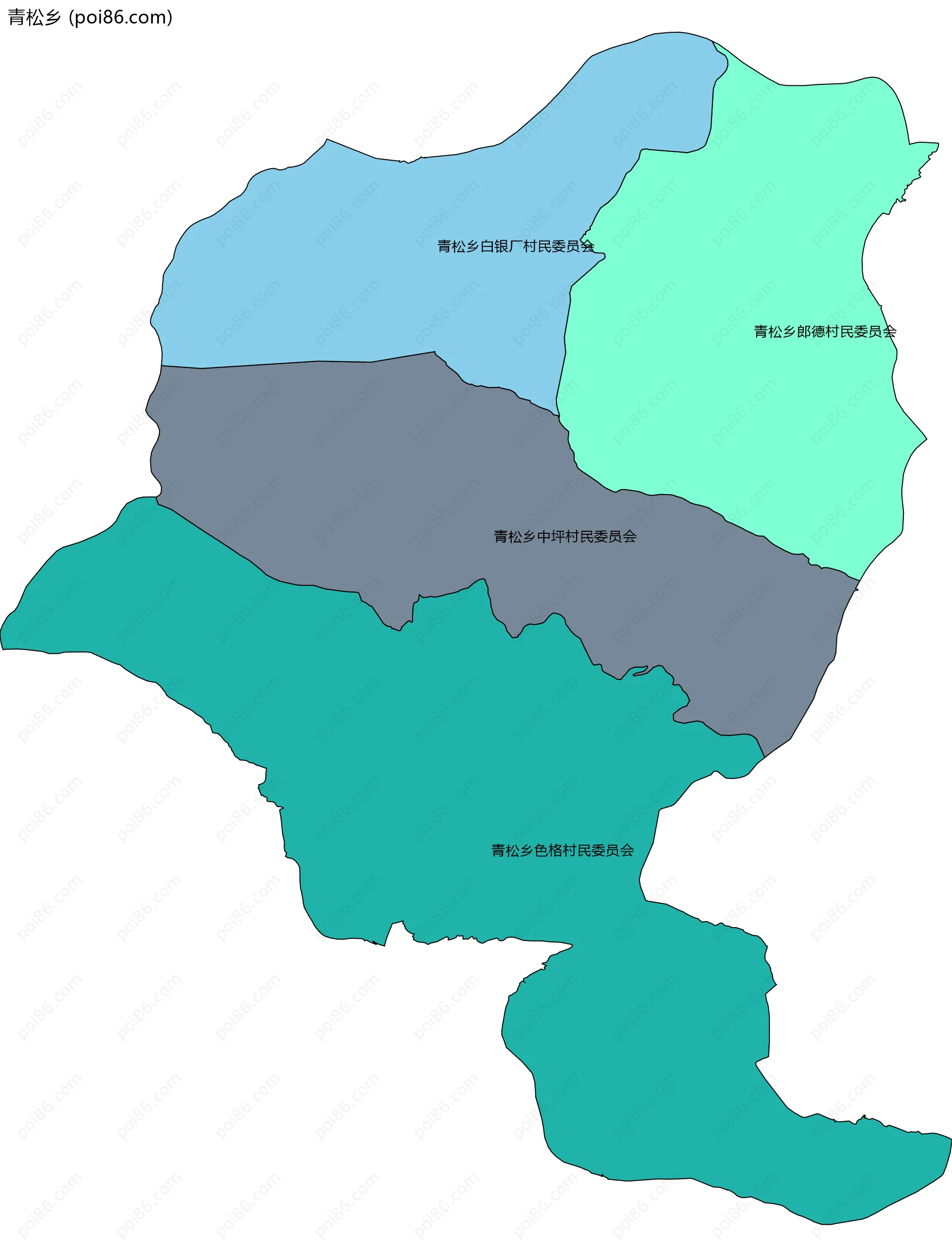 青松乡边界地图(五级行政区划)