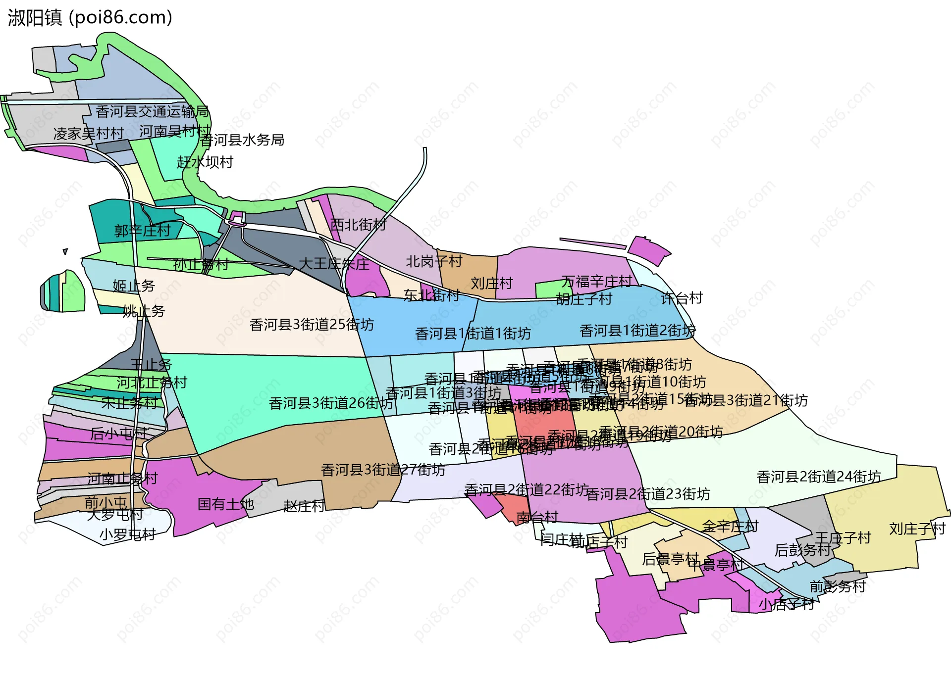 淑阳镇边界地图(五级行政区划)
