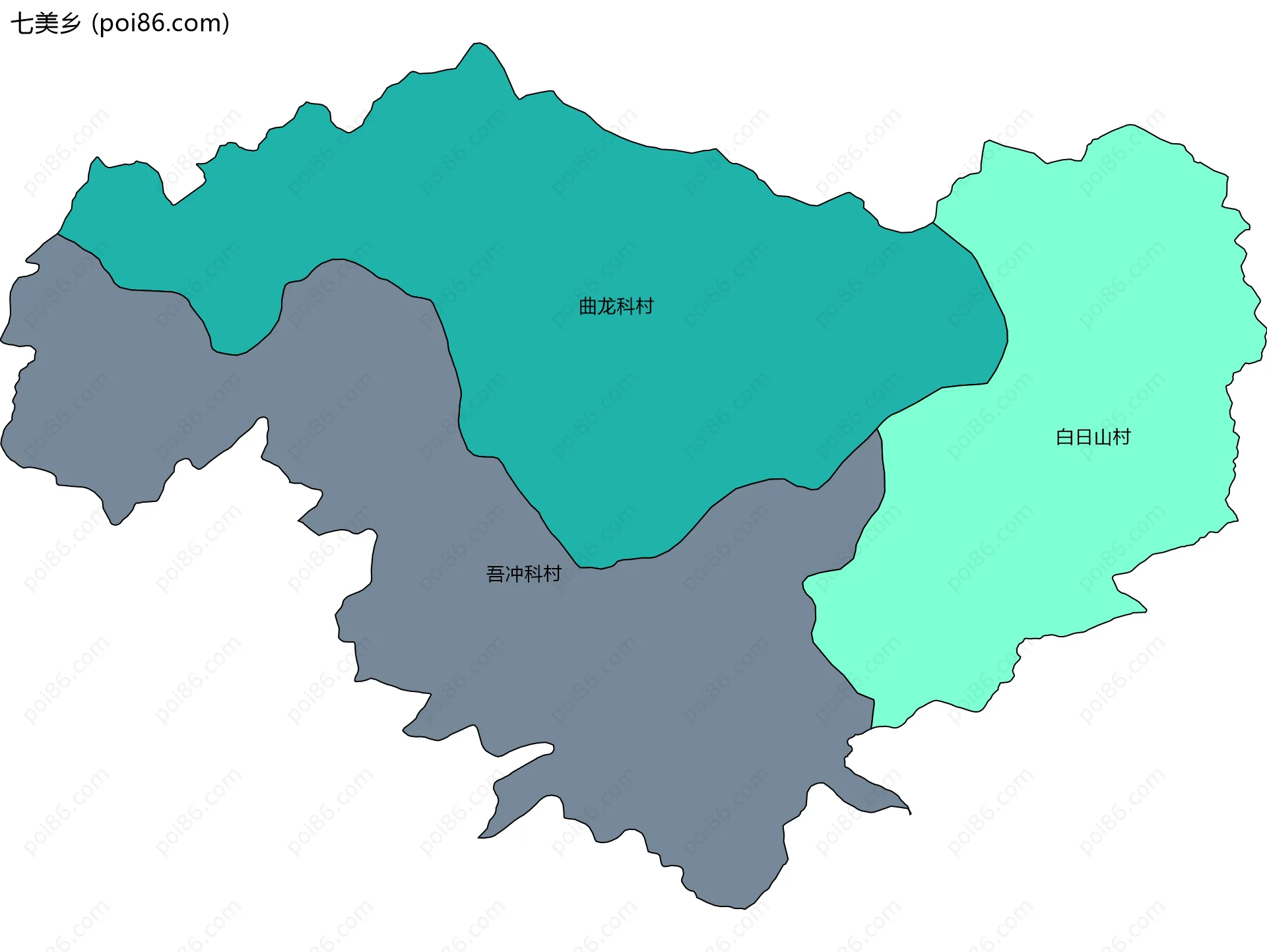 七美乡边界地图(五级行政区划)