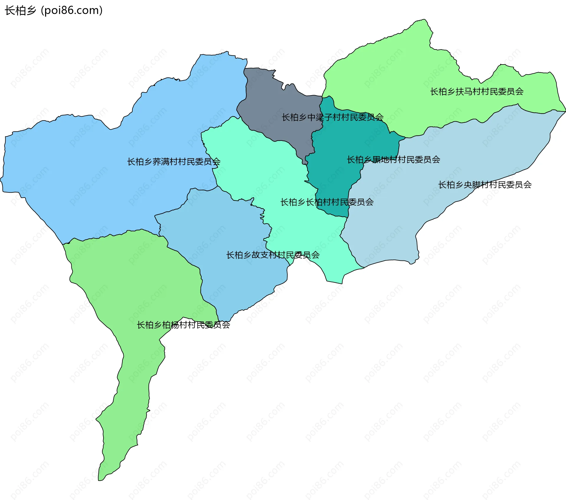 长柏乡边界地图(五级行政区划)