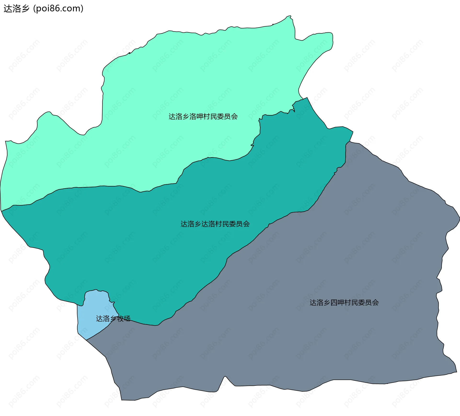 达洛乡边界地图(五级行政区划)
