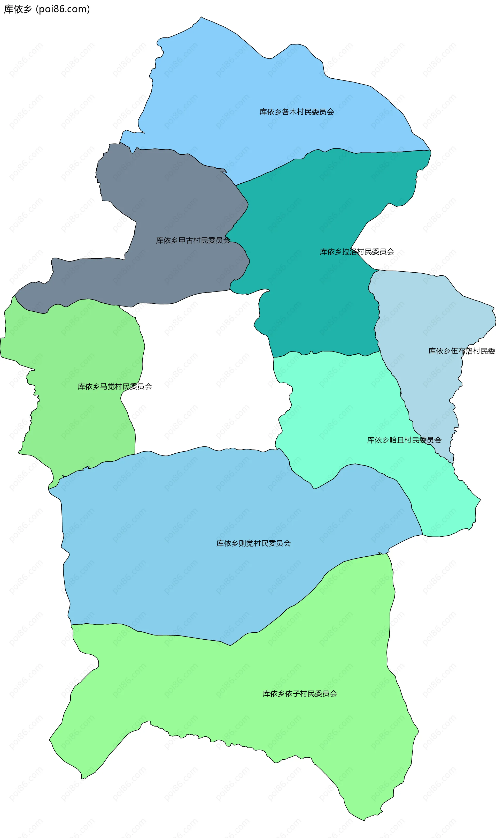 库依乡边界地图(五级行政区划)