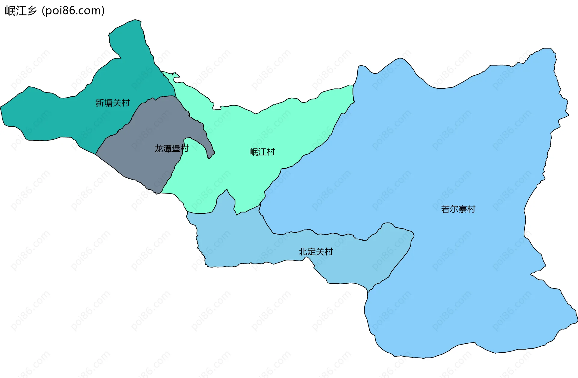 岷江乡边界地图(五级行政区划)