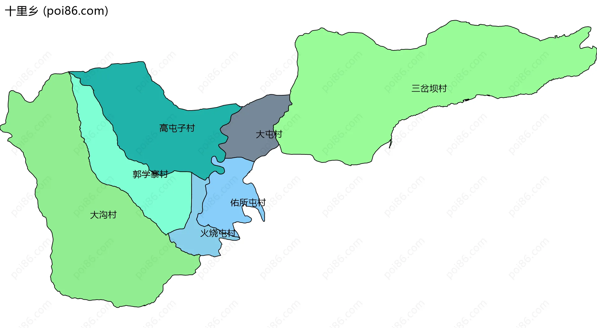 十里乡边界地图(五级行政区划)