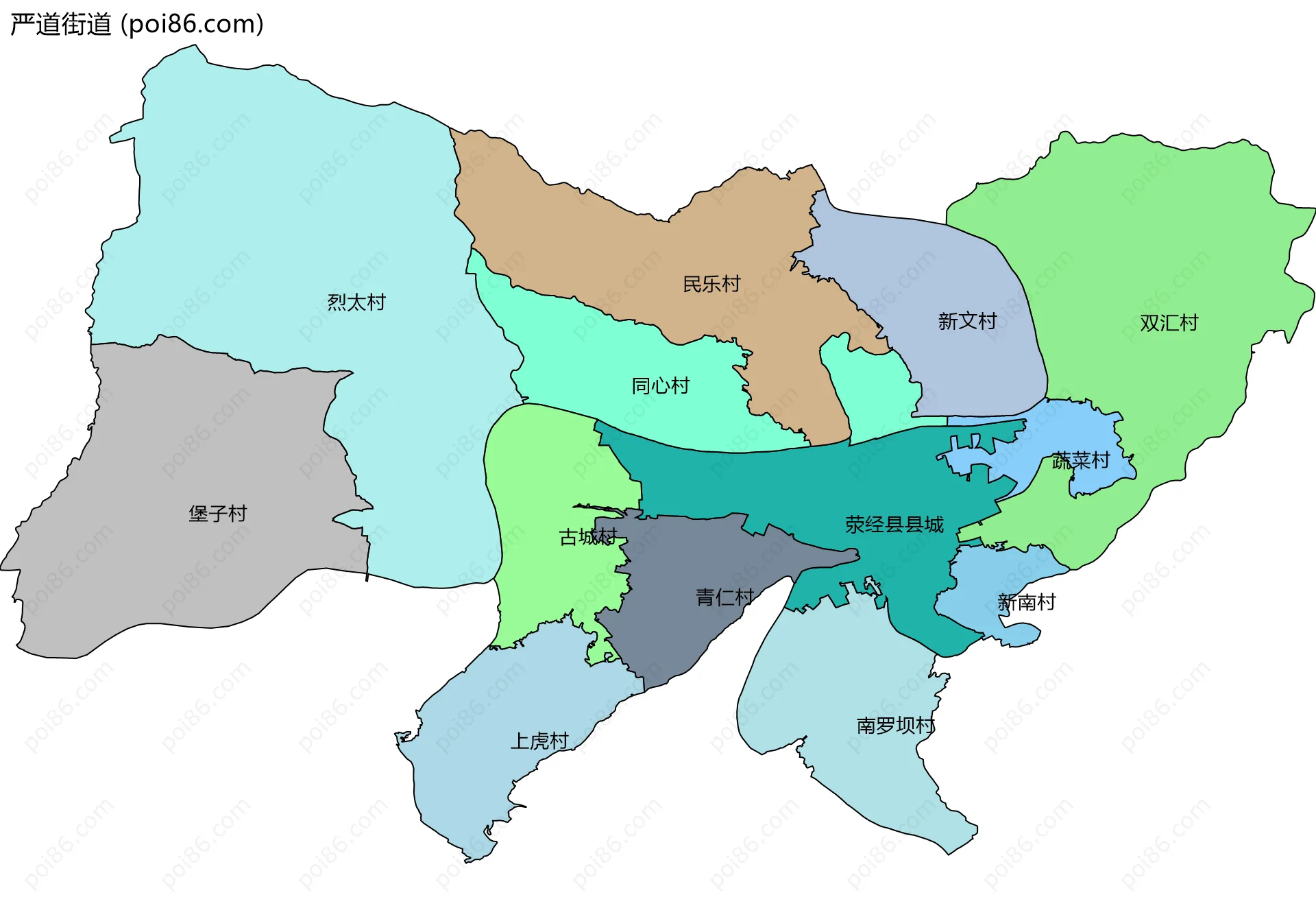 严道街道边界地图(五级行政区划)