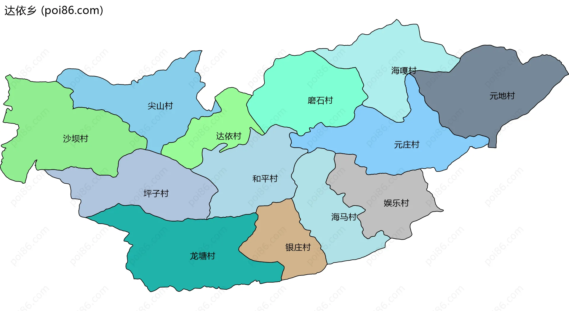达依乡边界地图(五级行政区划)