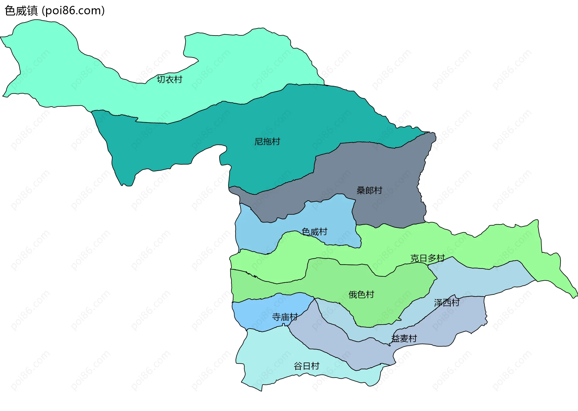色威镇边界地图(五级行政区划)