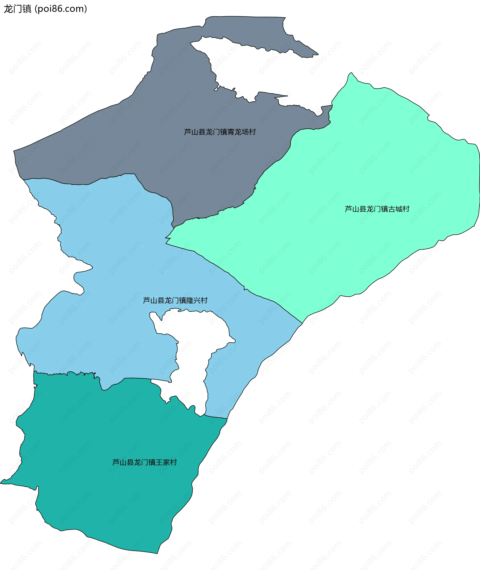 龙门镇边界地图(五级行政区划)