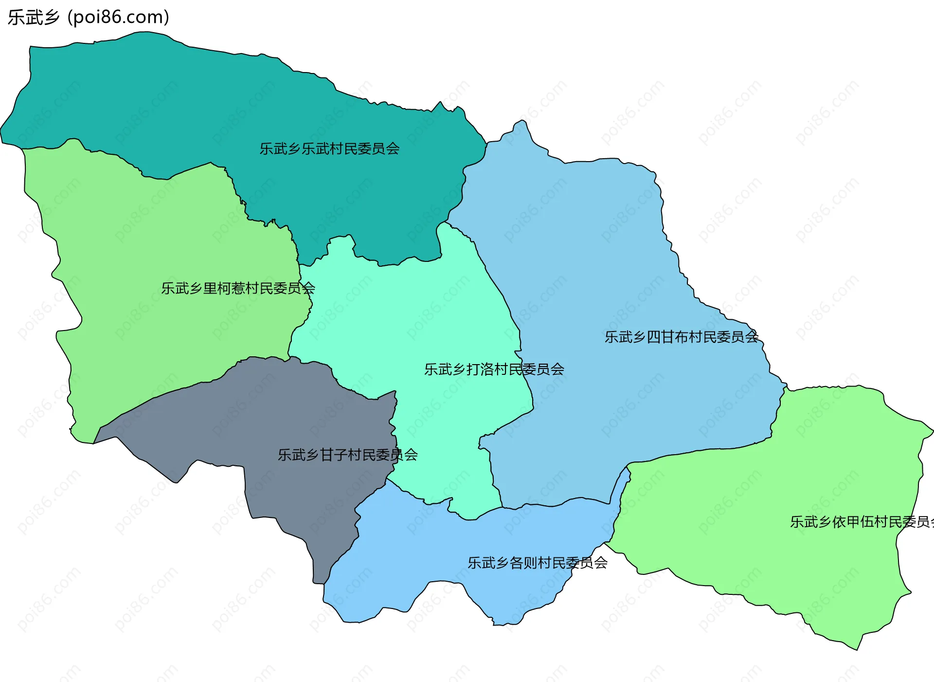 乐武乡边界地图(五级行政区划)