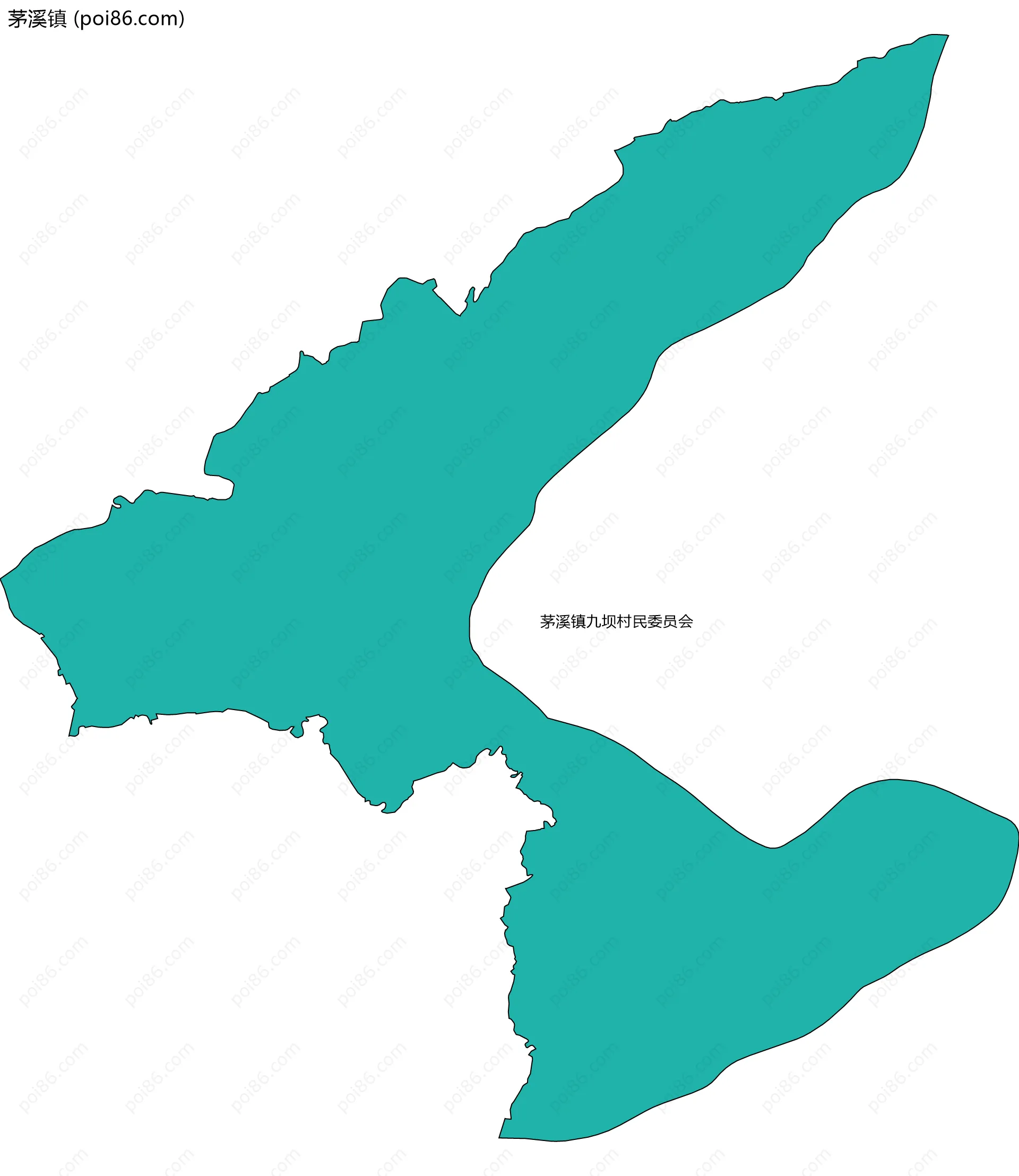茅溪镇边界地图(五级行政区划)