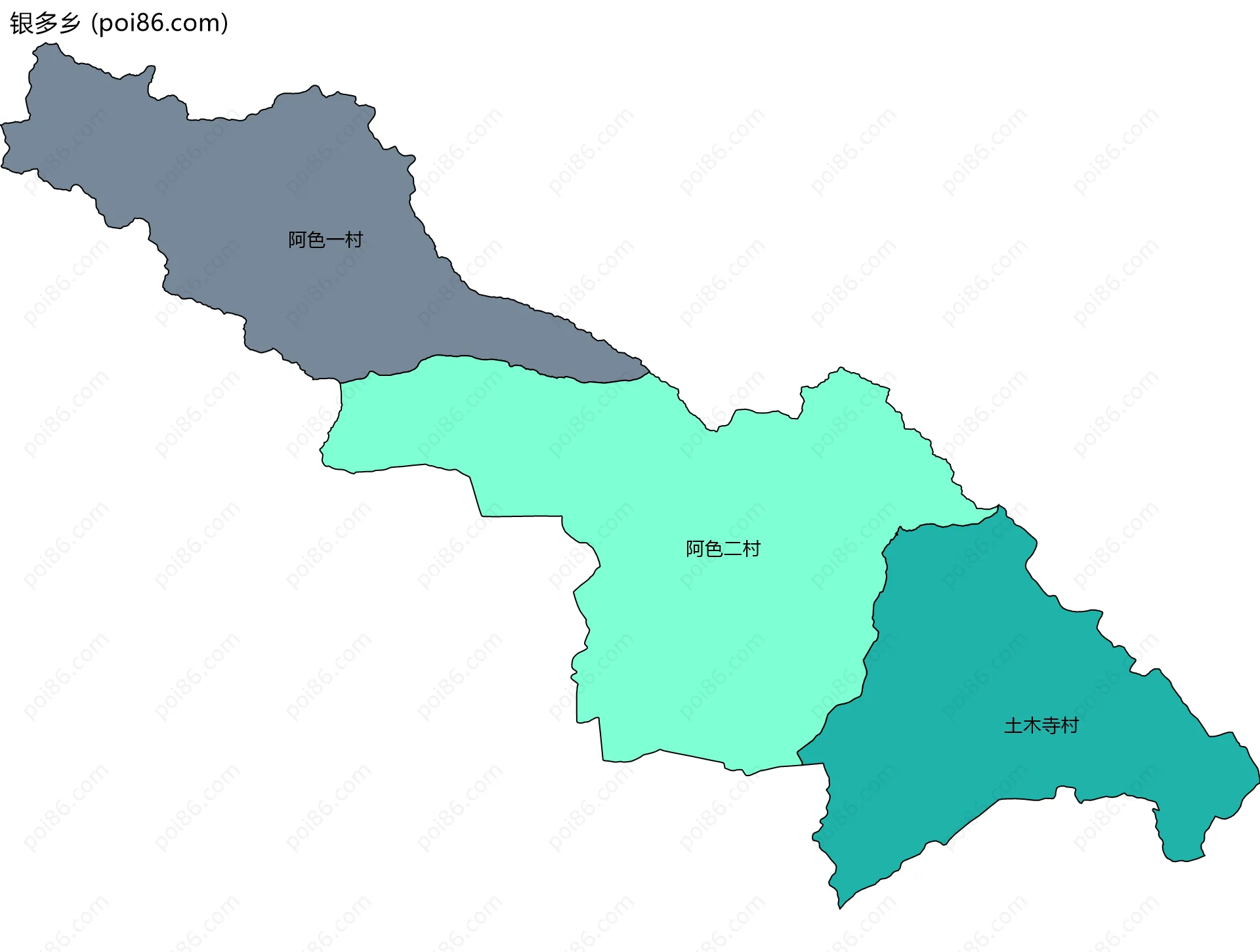 银多乡边界地图(五级行政区划)
