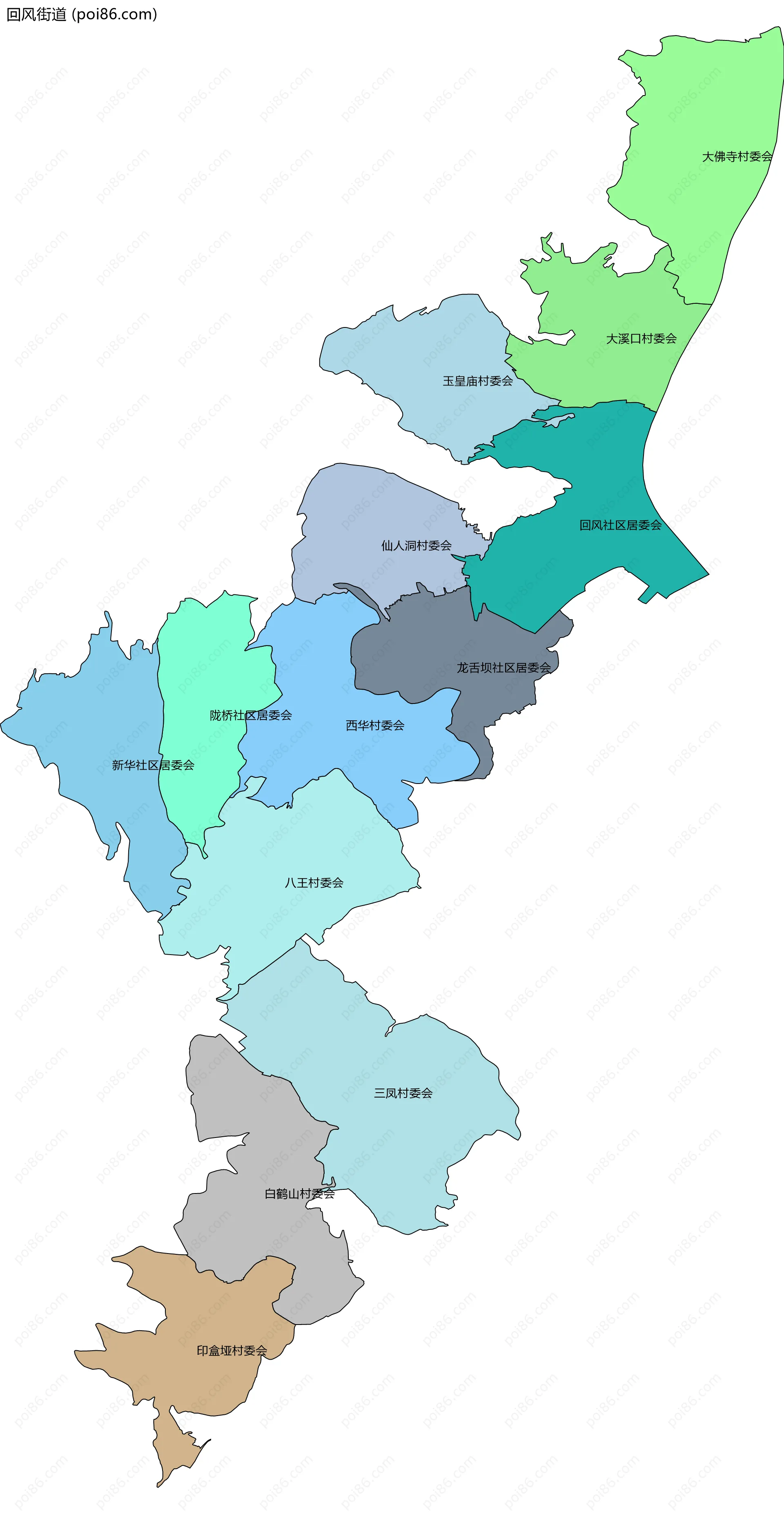 回风街道边界地图(五级行政区划)