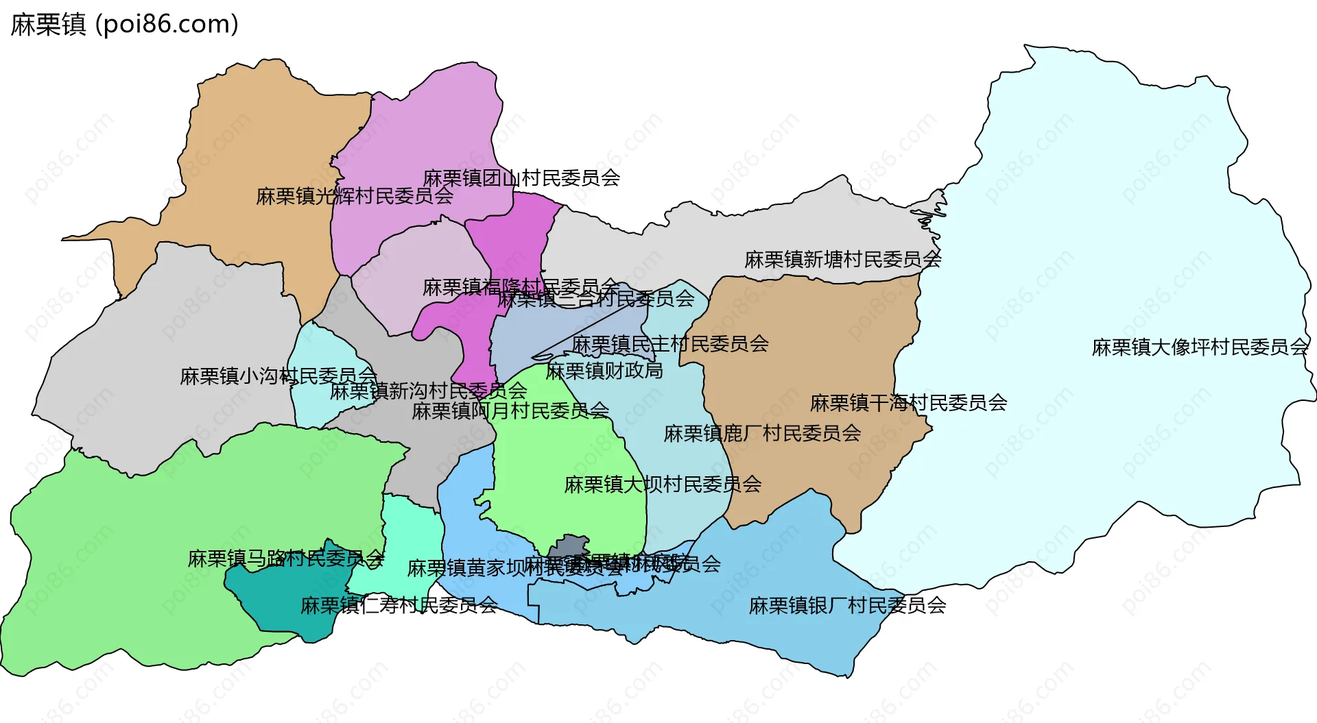 麻栗镇边界地图(五级行政区划)