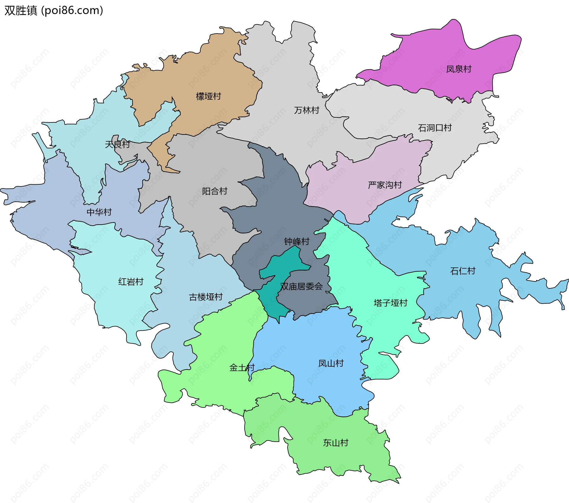 双胜镇边界地图(五级行政区划)