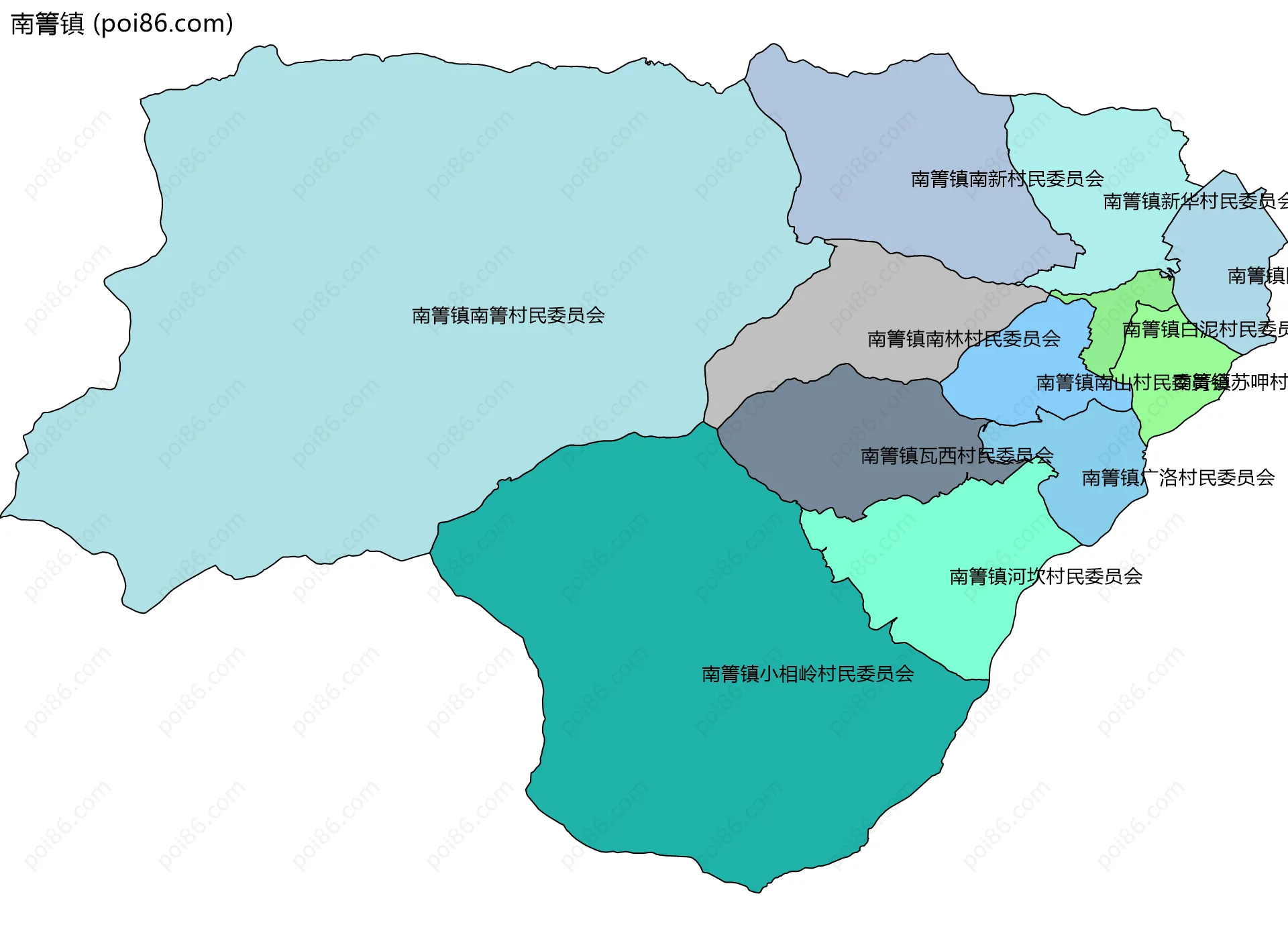 南箐镇边界地图(五级行政区划)