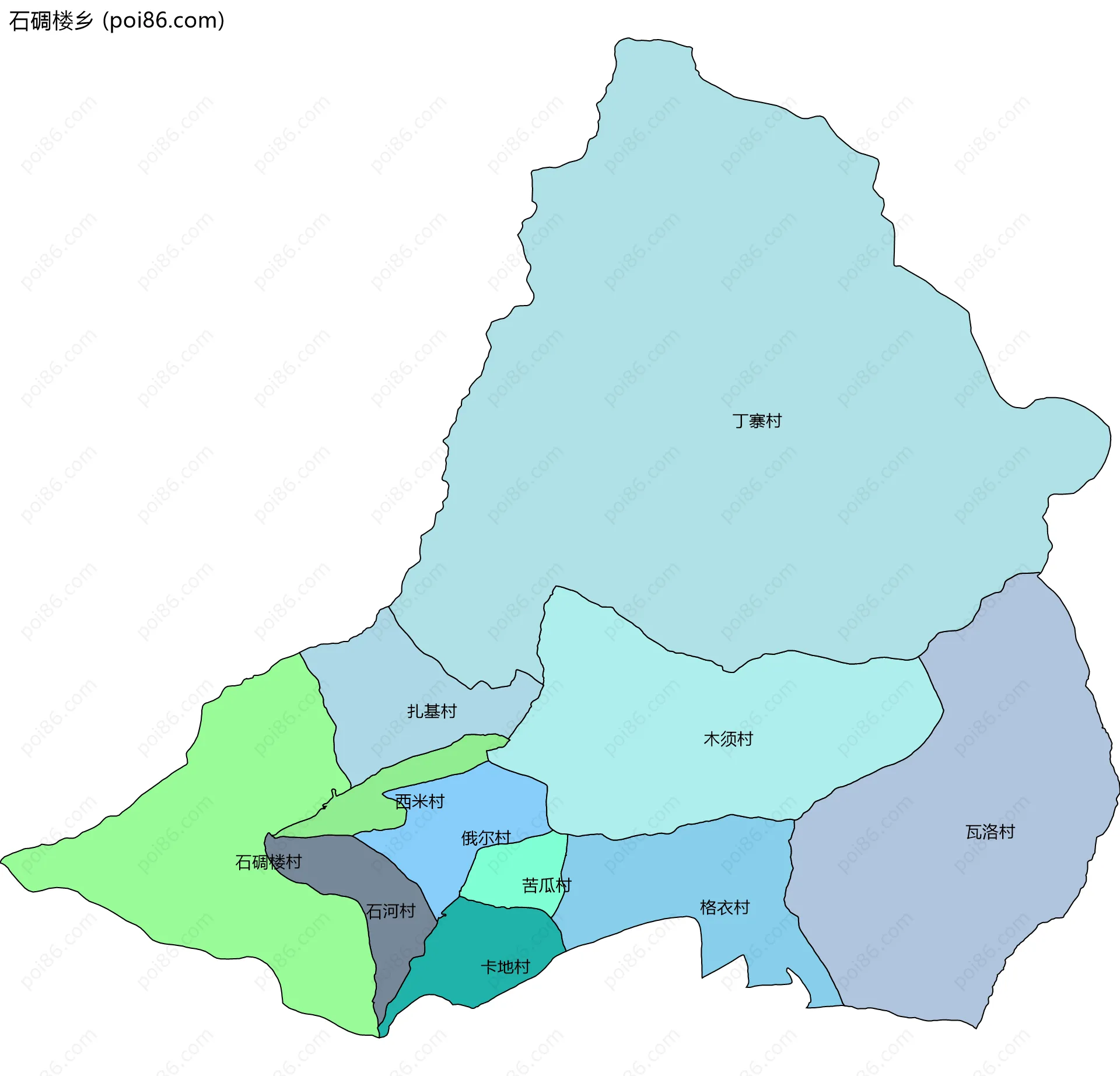 石碉楼乡边界地图(五级行政区划)