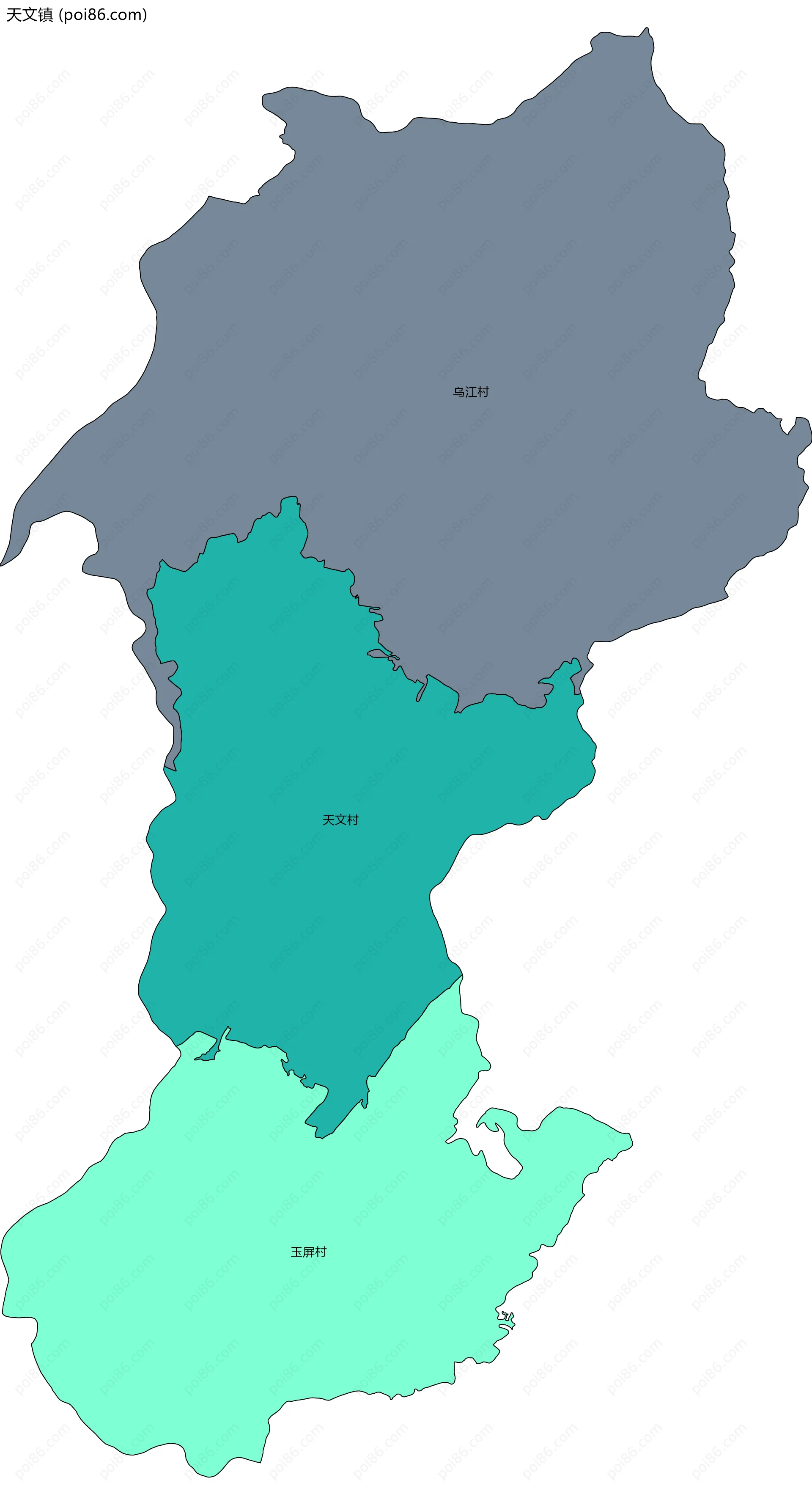 天文镇边界地图(五级行政区划)
